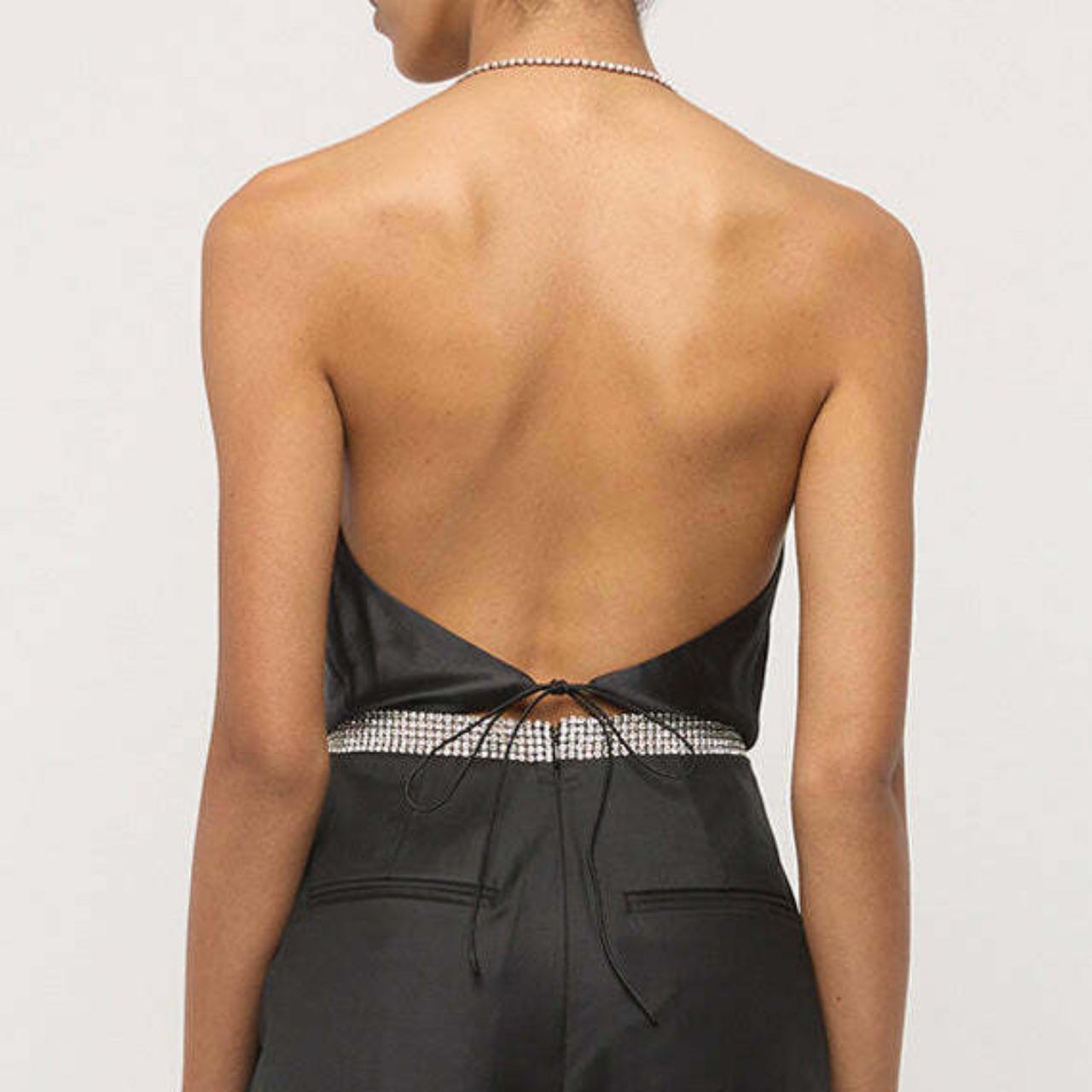 SUSPENDED DRAPE SILK SATIN HALTERNECK TOP