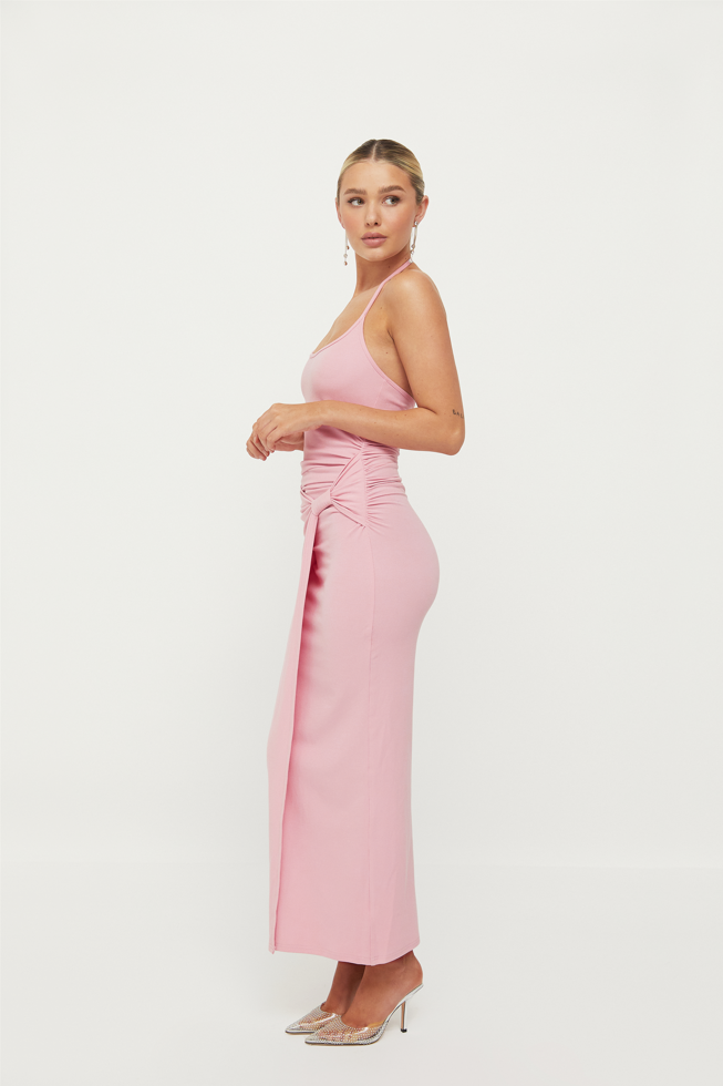 DAISY HALTER NECK MIDI DRESS