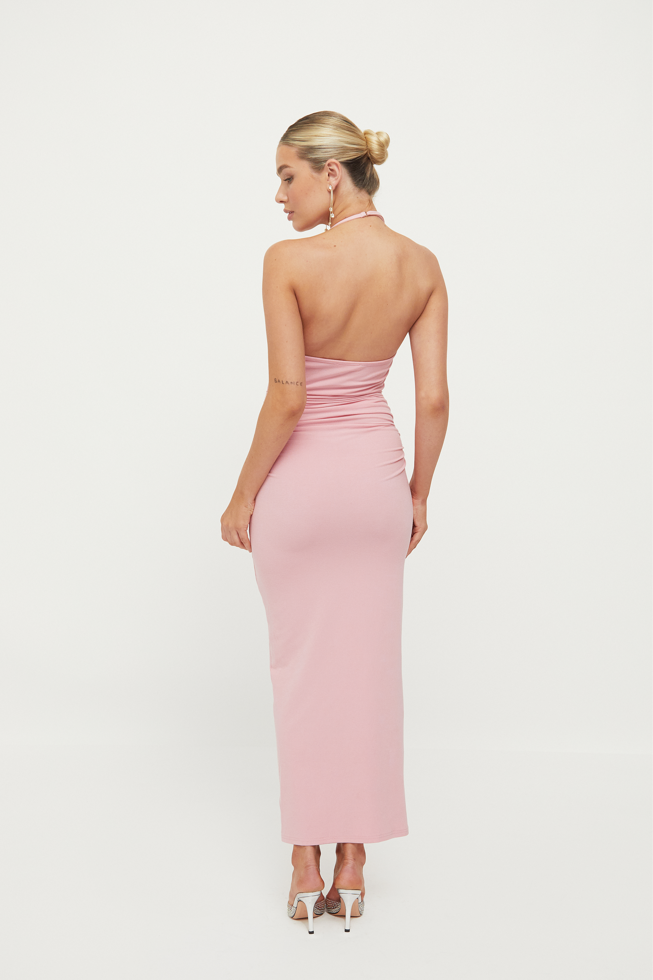 DAISY HALTER NECK MIDI DRESS