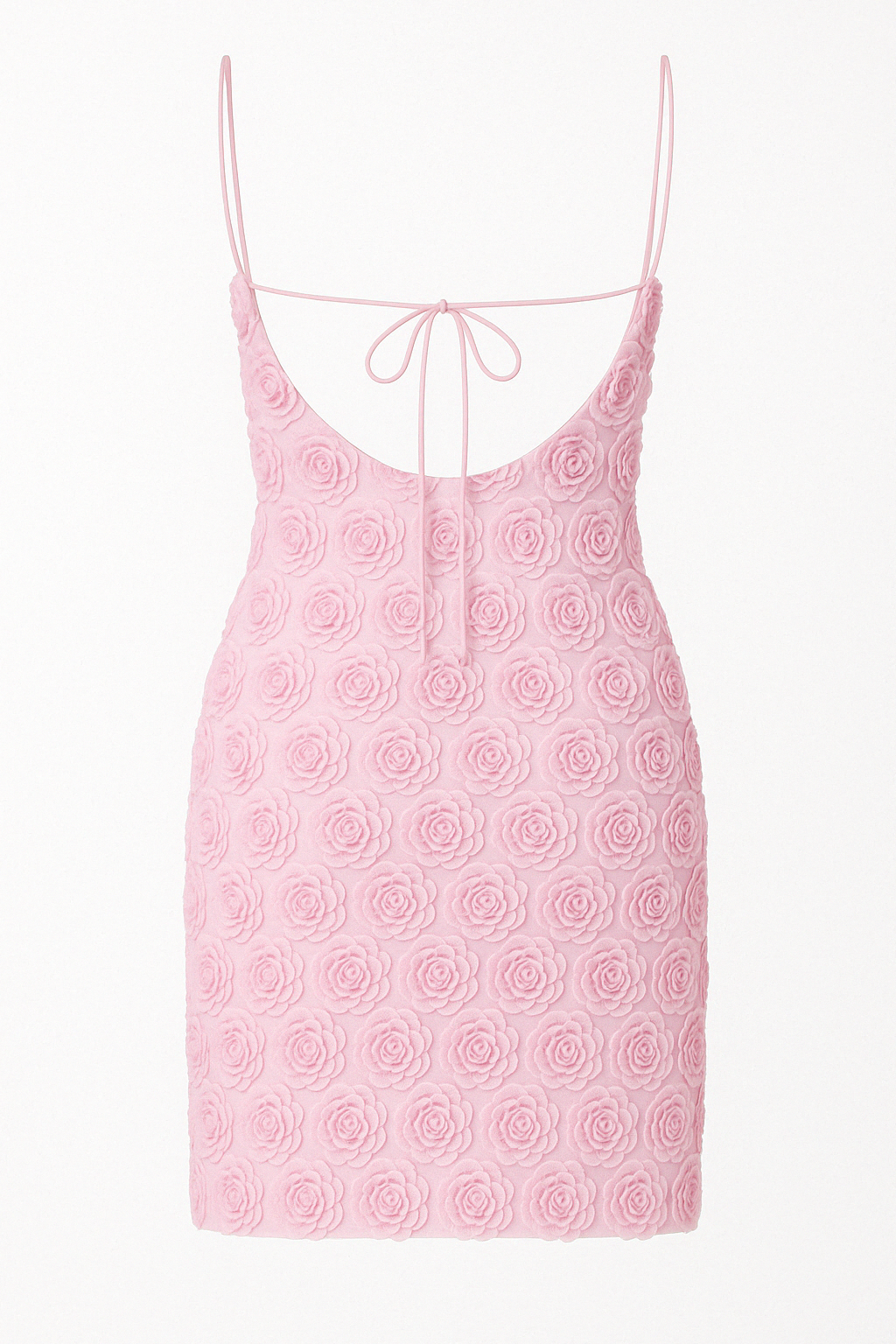 PINK ROSETTE BACKLESS DRESS