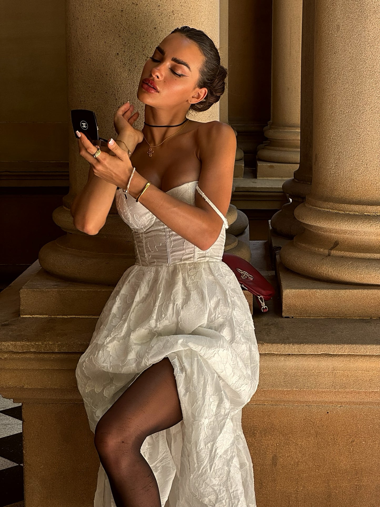 ÉLOISE LACE-UP MIDI DRESS