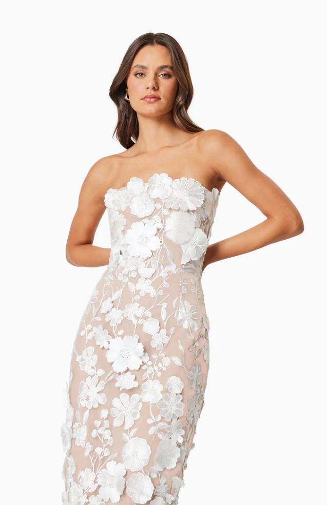 HELENA STRAPLESS MIDI DRESS IN WHITE