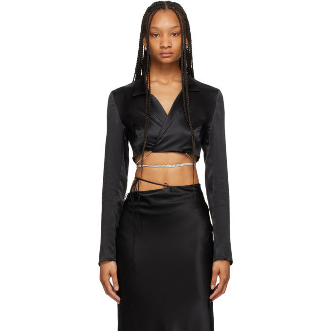 CRYSTALLINE CROP WRAP SILK SHIRT