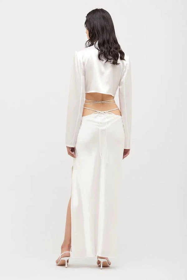 CRYSTALLINE CROP WRAP SILK SHIRT