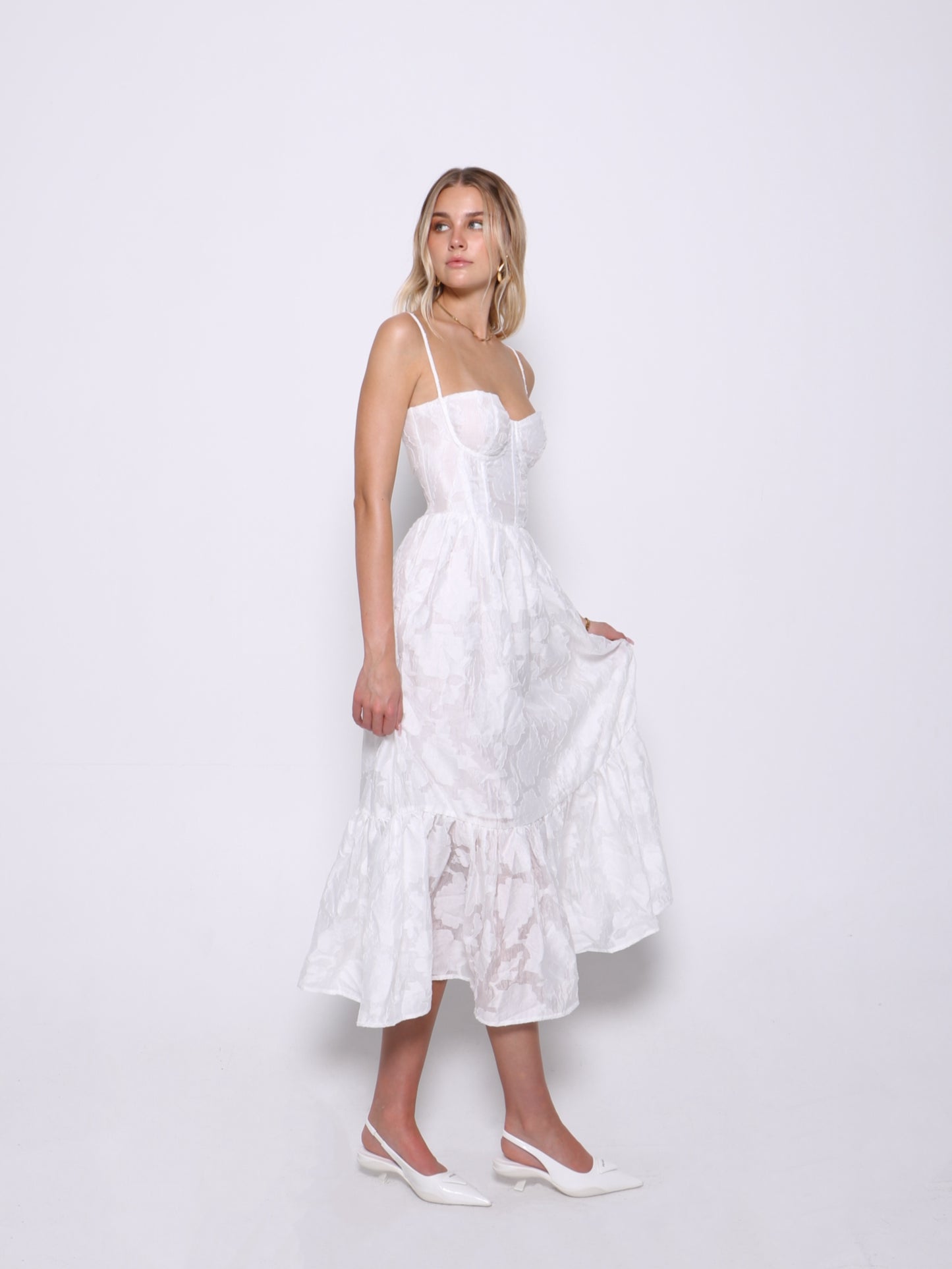 ÉLOISE LACE-UP MIDI DRESS