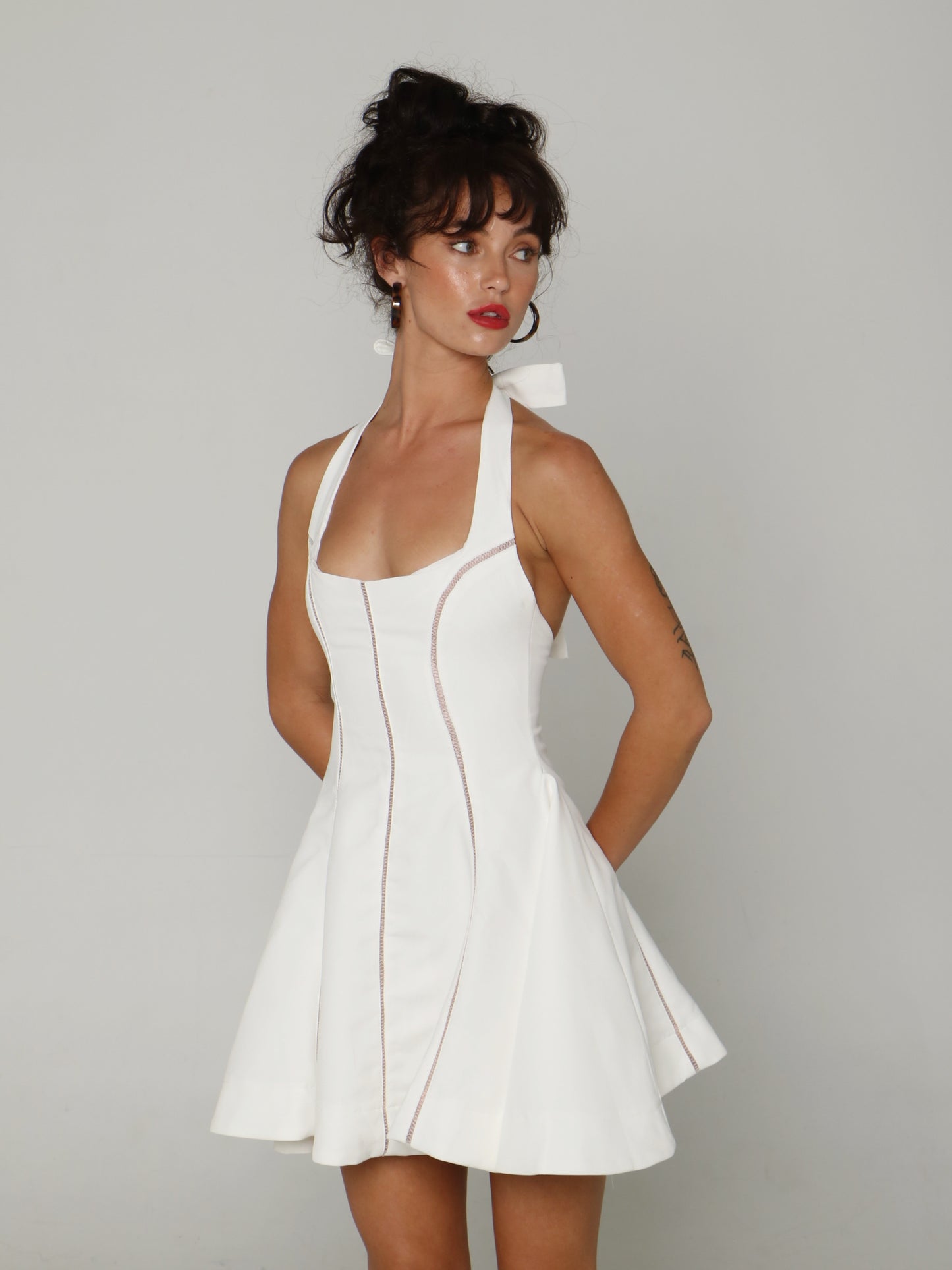SCULPT HALTER MINI DRESS