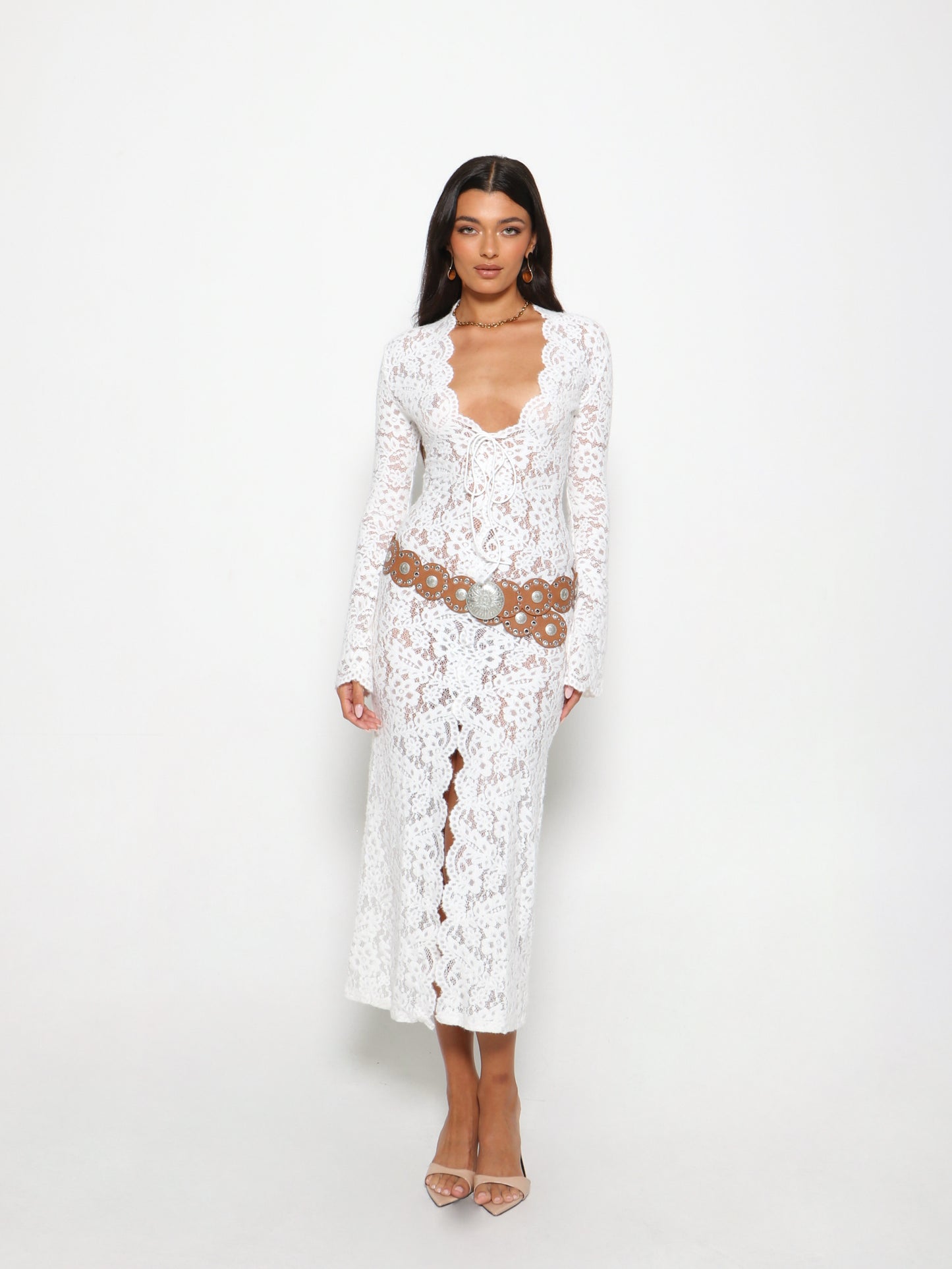 ALLURE LACE MIDI DRESS