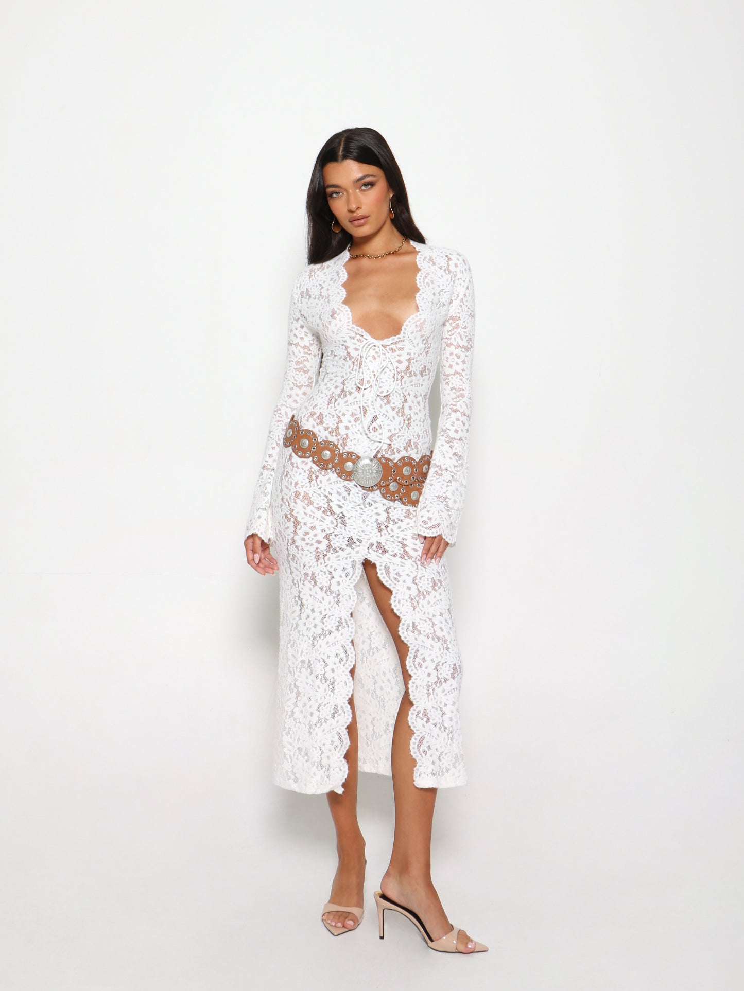 ALLURE LACE MIDI DRESS