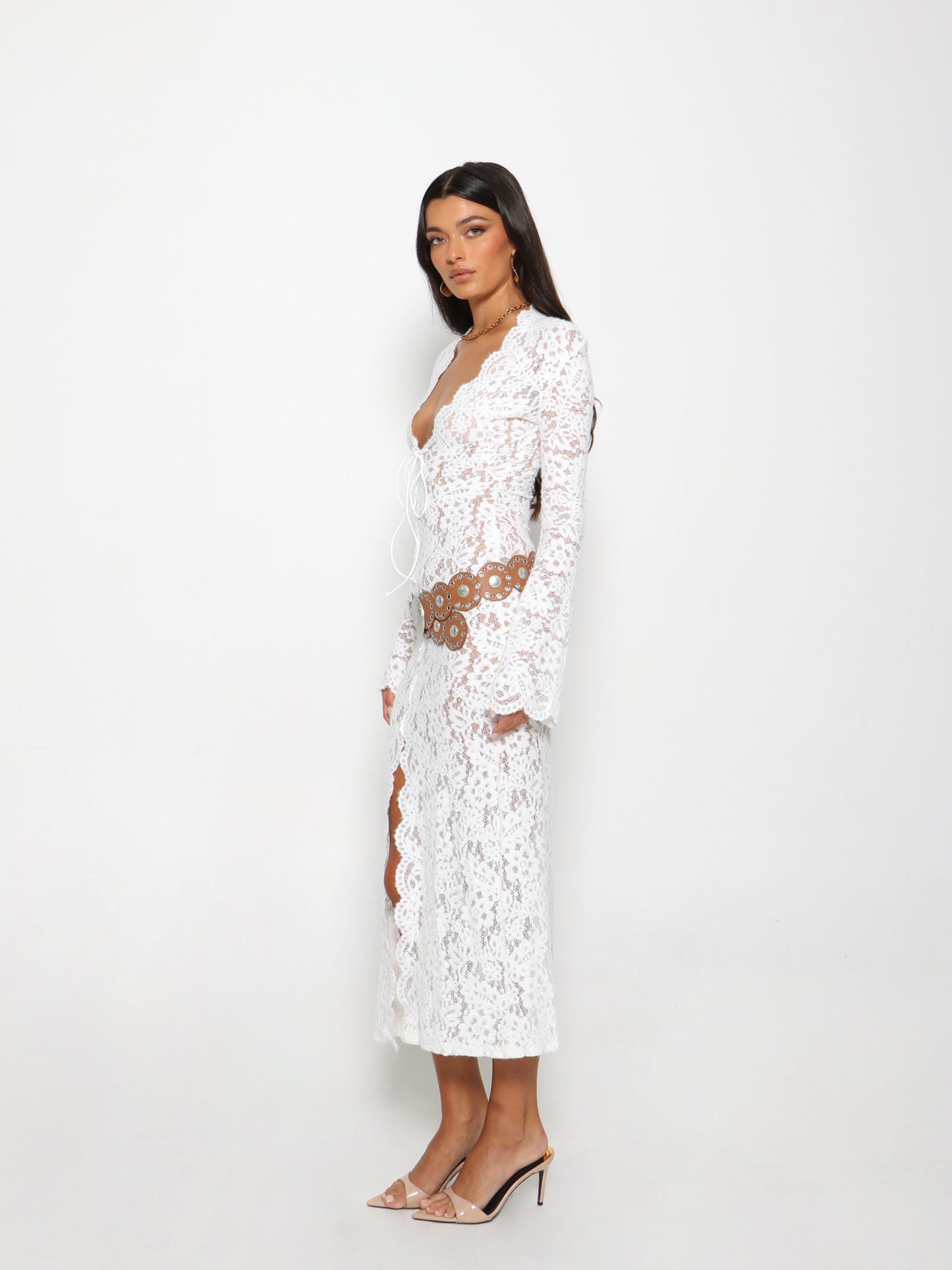 ALLURE LACE MIDI DRESS
