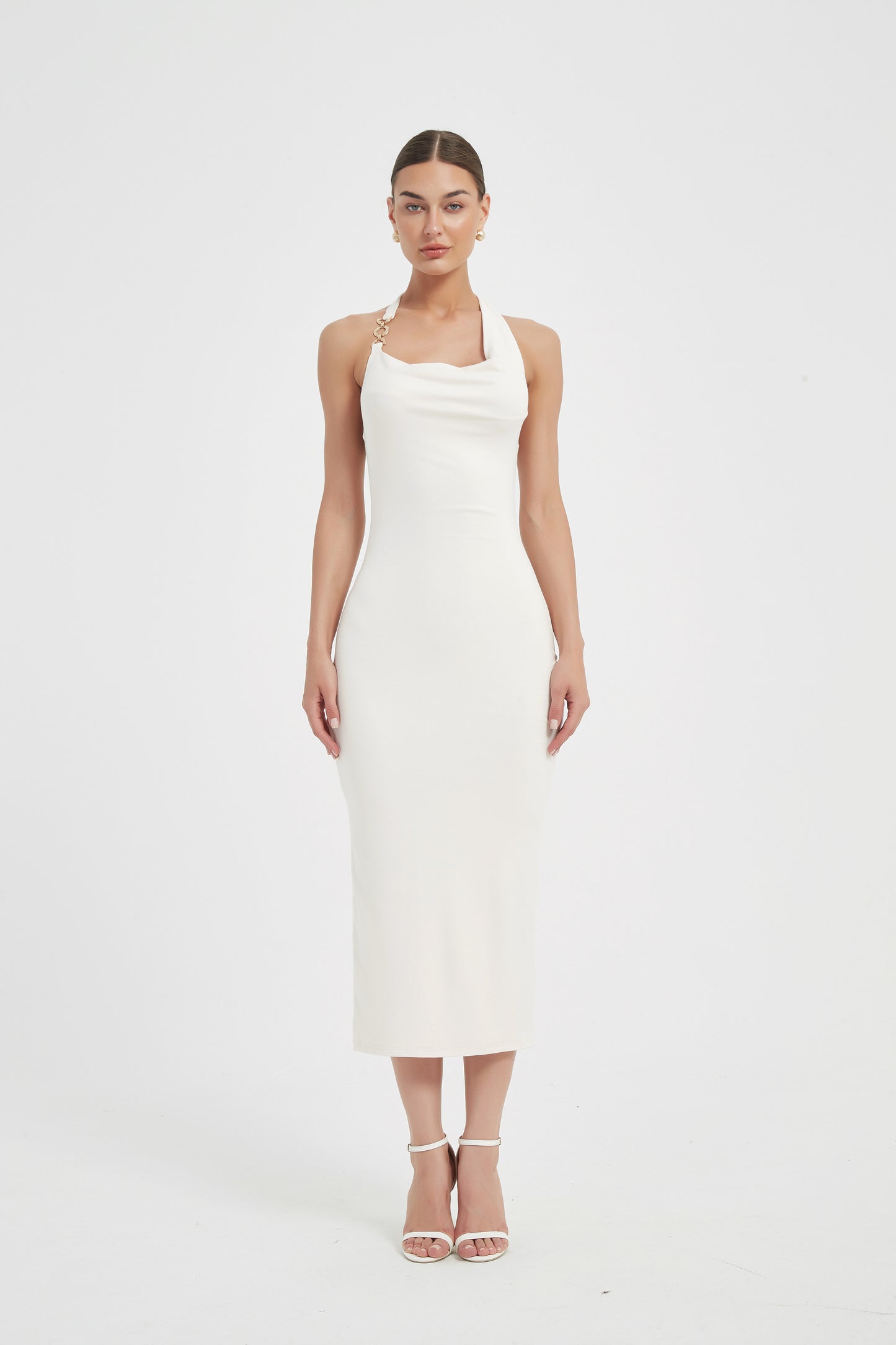 ELEGANCE HALTER MIDI DRESS