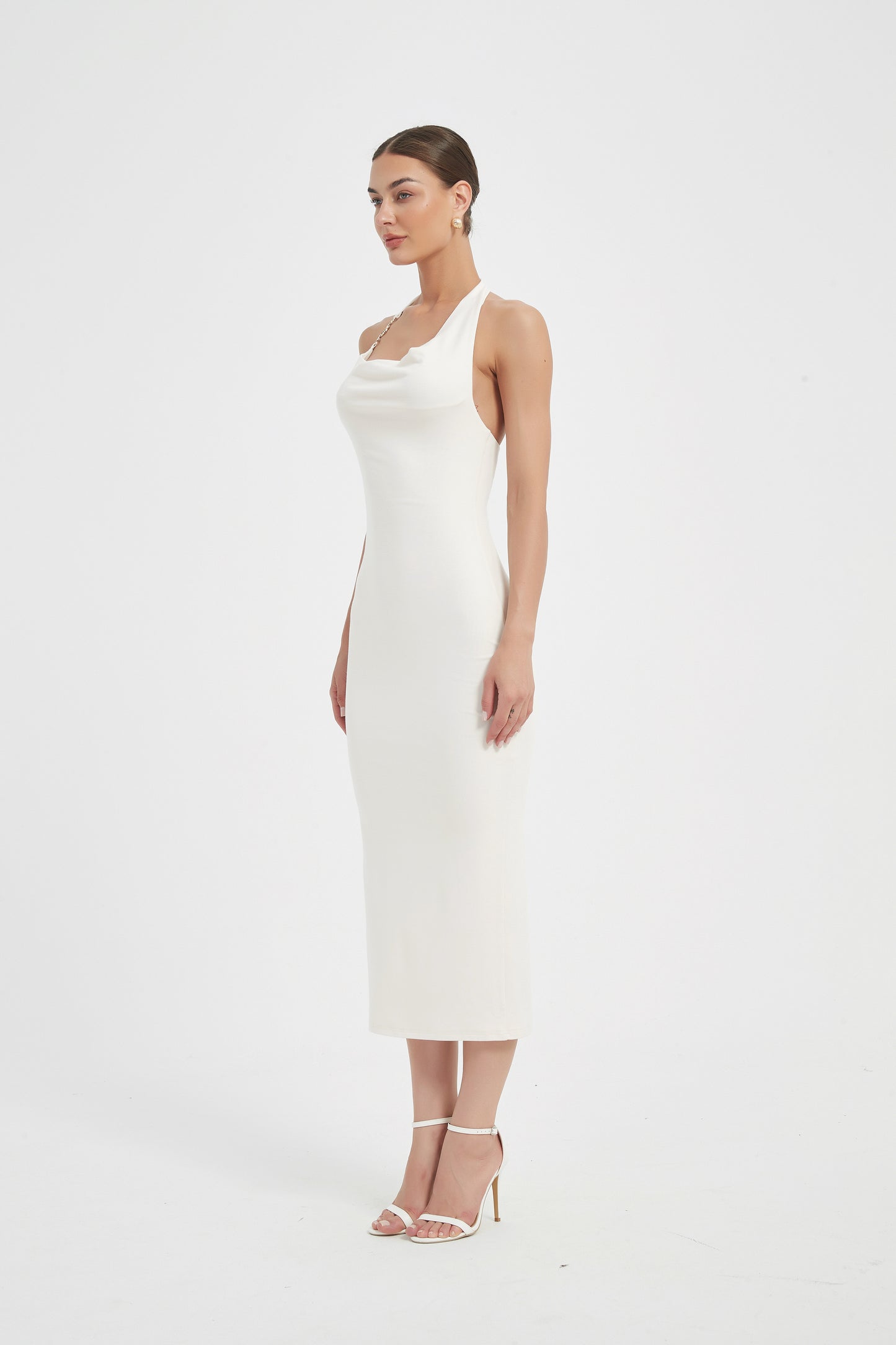 ELEGANCE HALTER MIDI DRESS