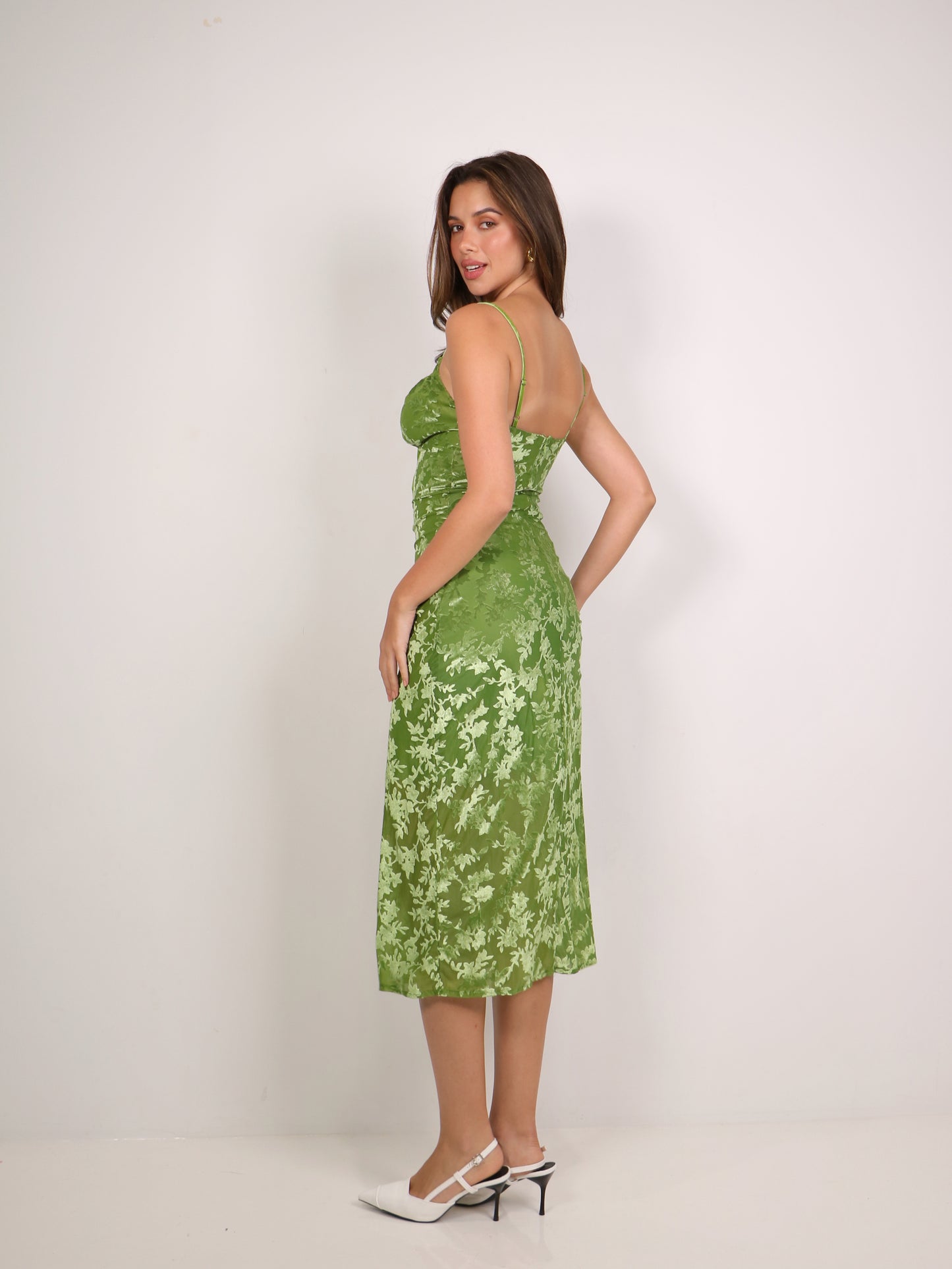 Marigold Garden Velvet Midi Dress