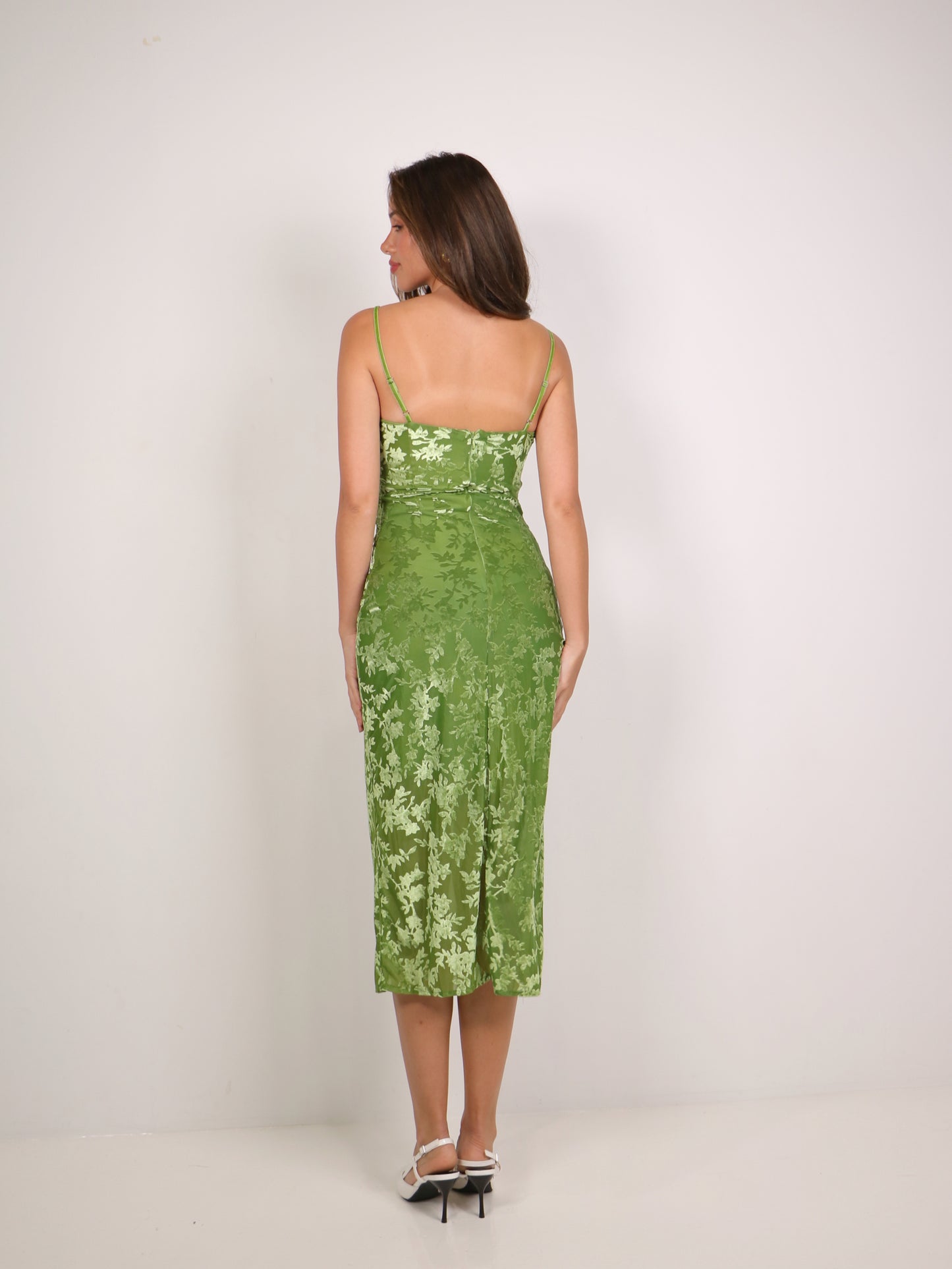 Marigold Garden Velvet Midi Dress