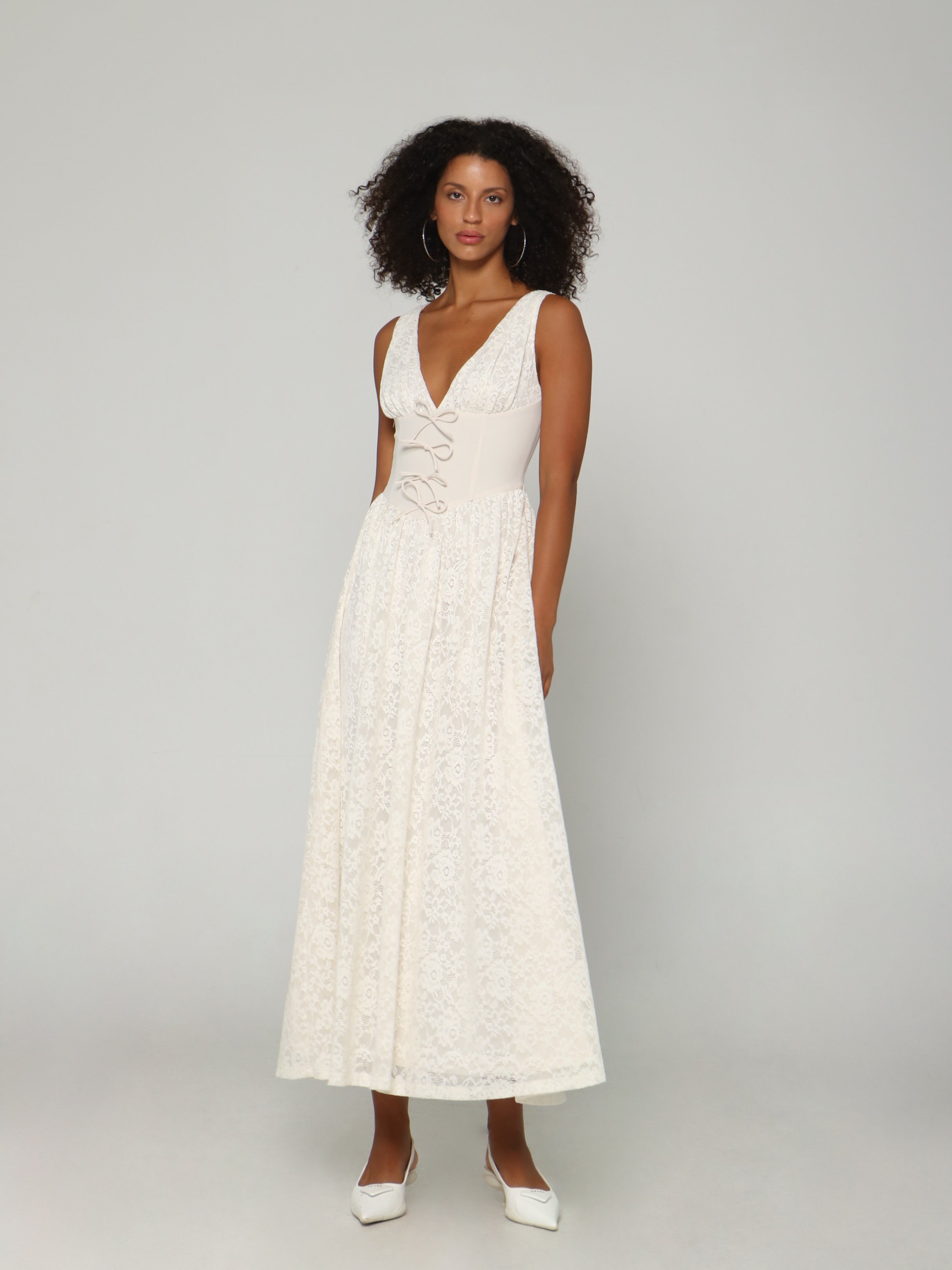 CRÈME LACE CORSET DRESS – olastage.com