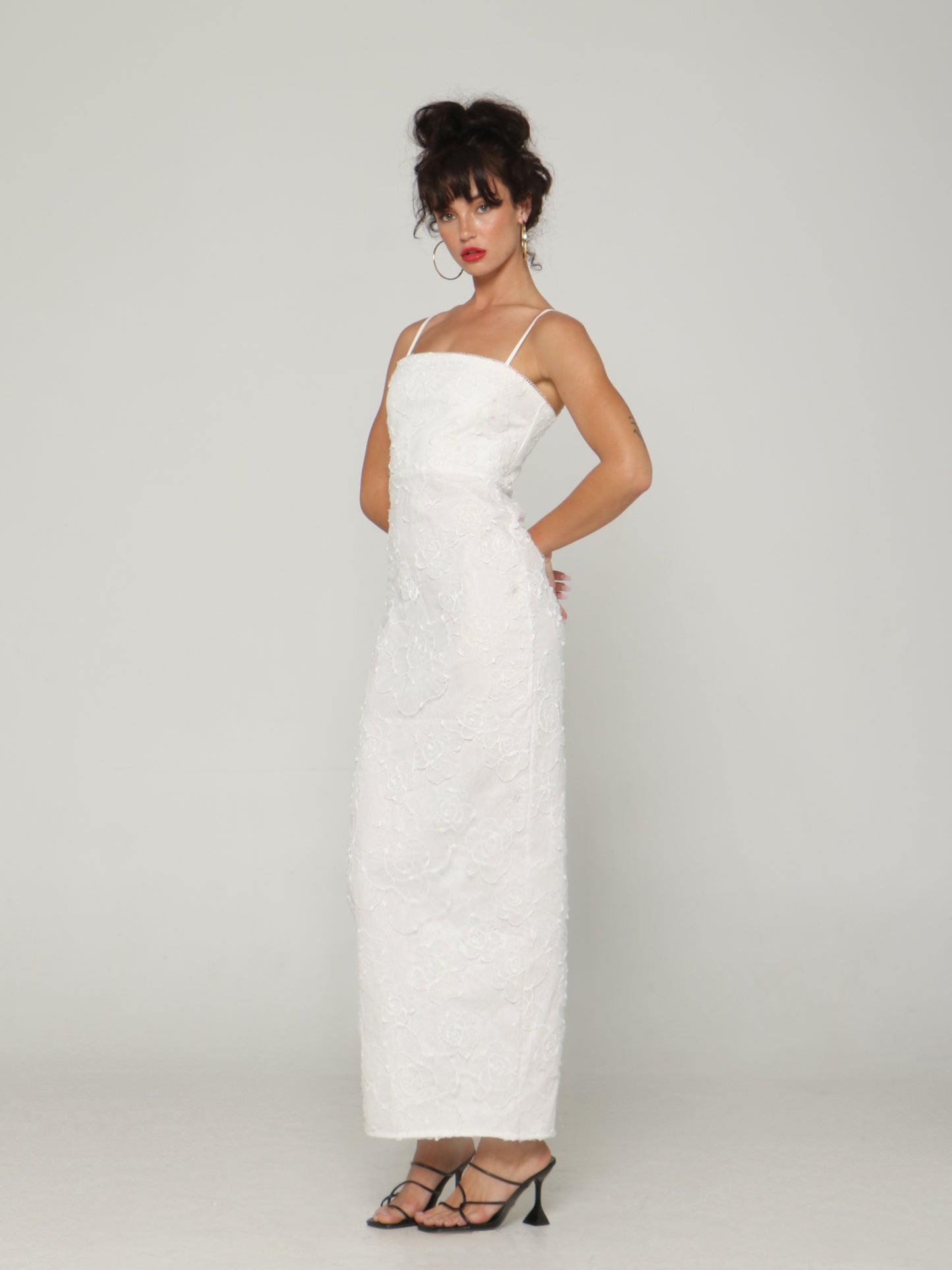 LUNA PETAL EMBROIDERED MAXI DRESS