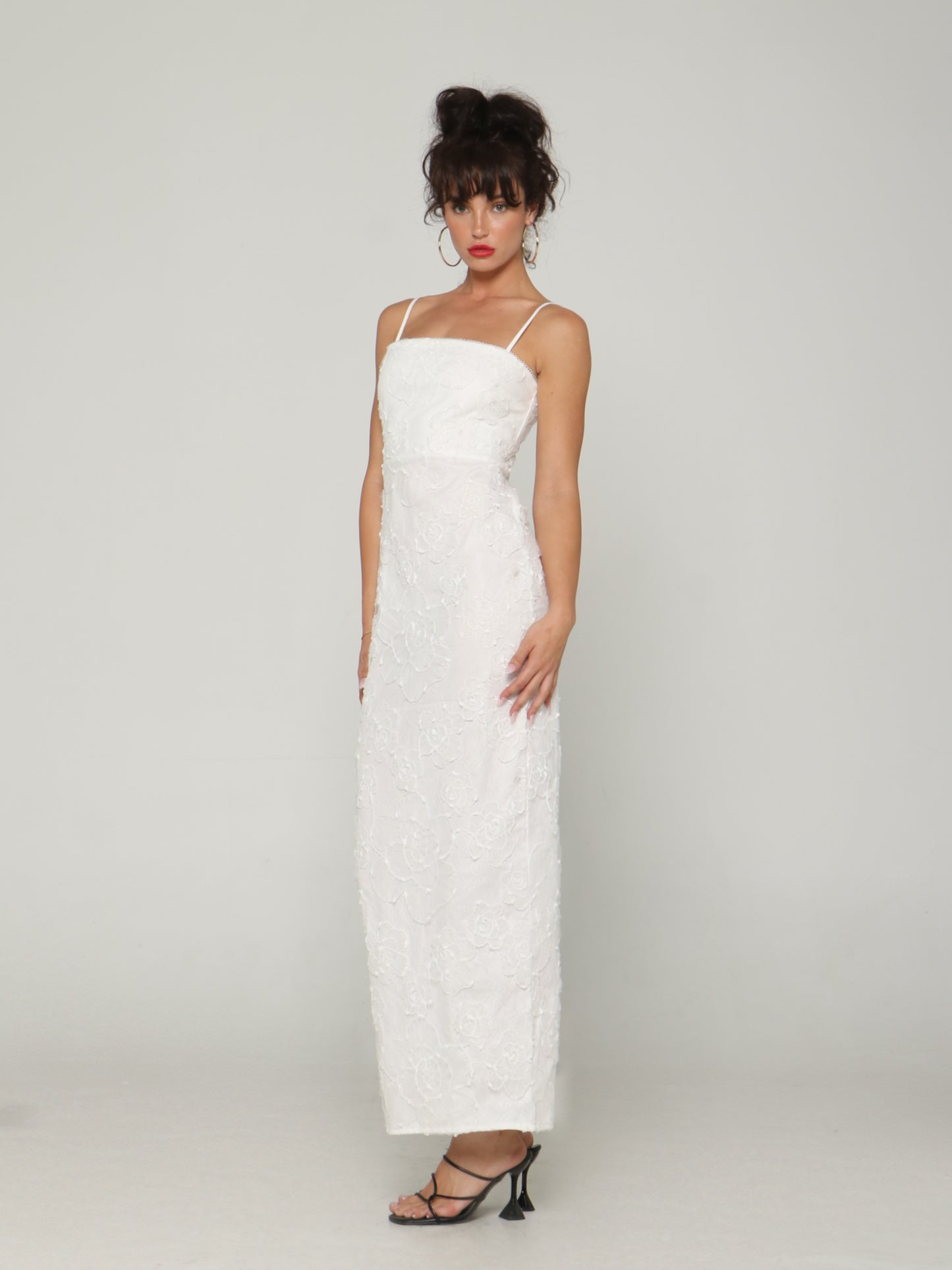 LUNA PETAL EMBROIDERED MAXI DRESS