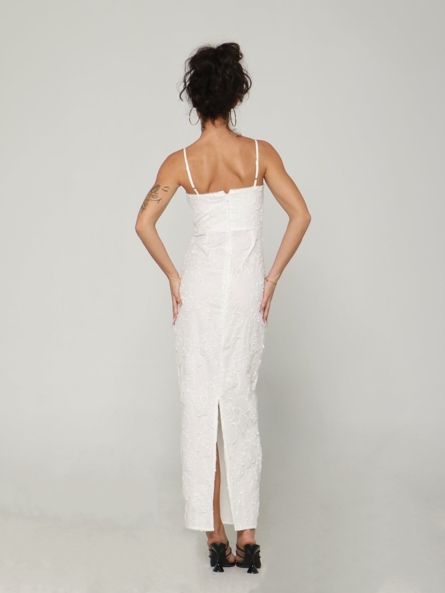 LUNA PETAL EMBROIDERED MAXI DRESS