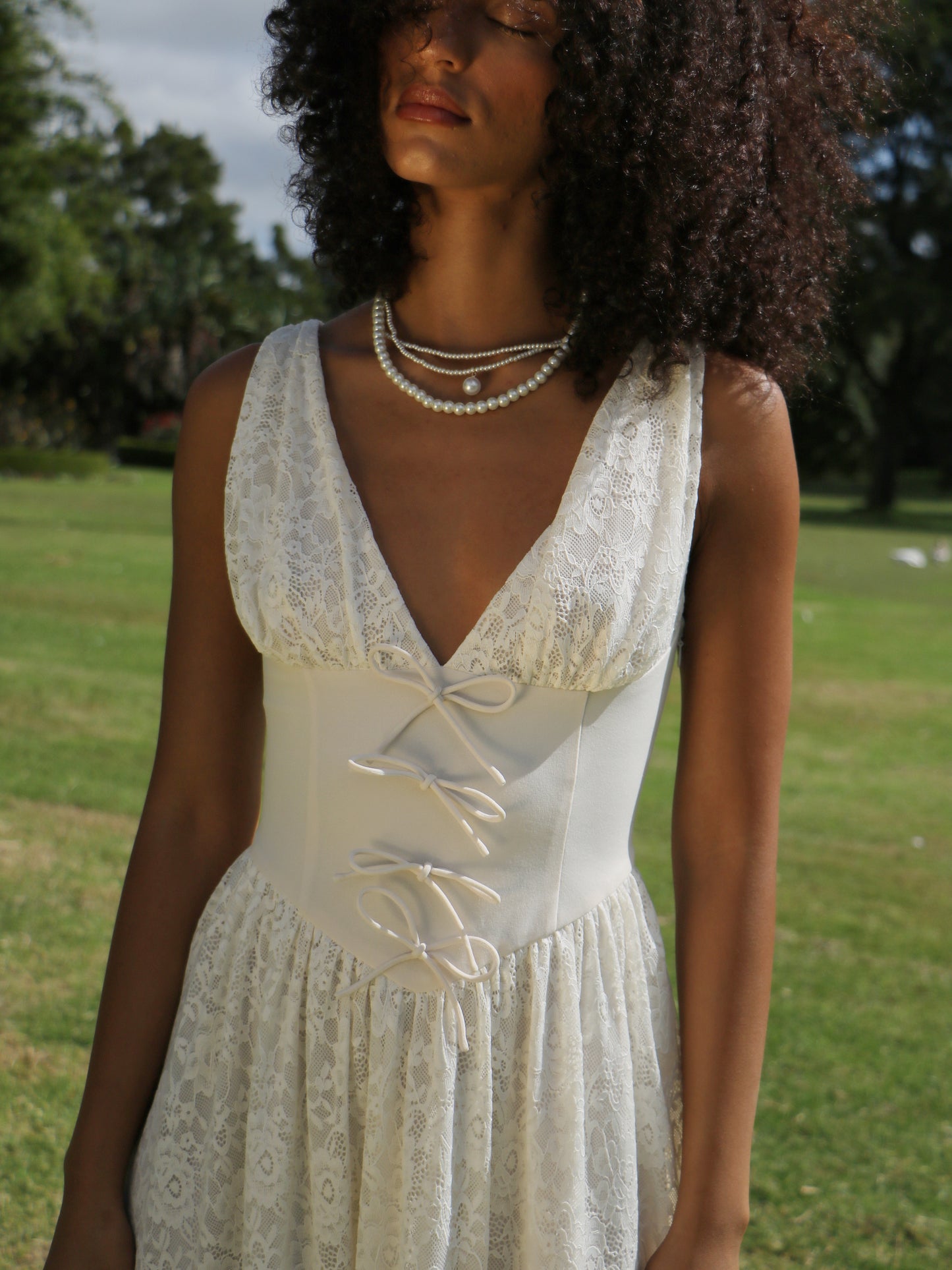 CRÈME LACE CORSET DRESS
