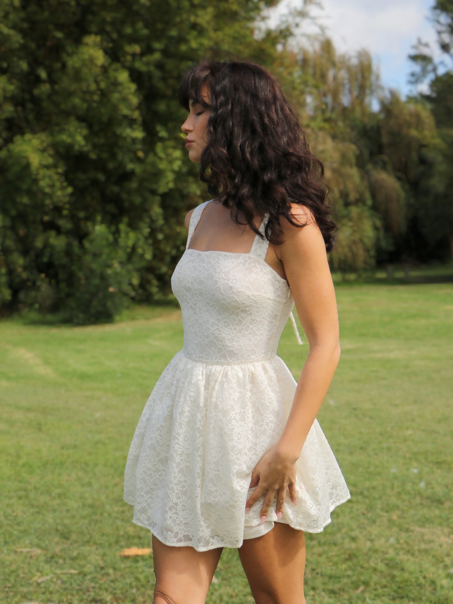 SUGAR LACE PUFF MINI DRESS
