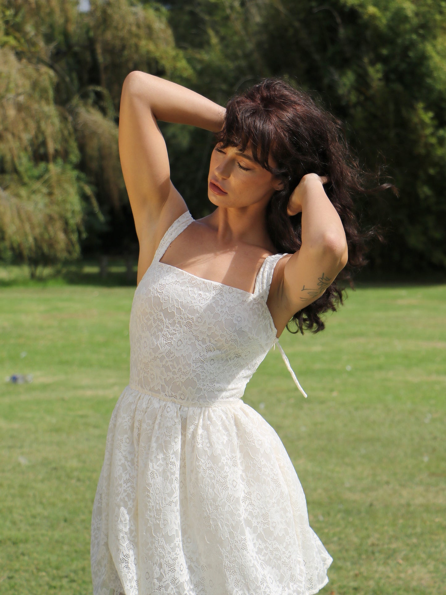 SUGAR LACE PUFF MINI DRESS