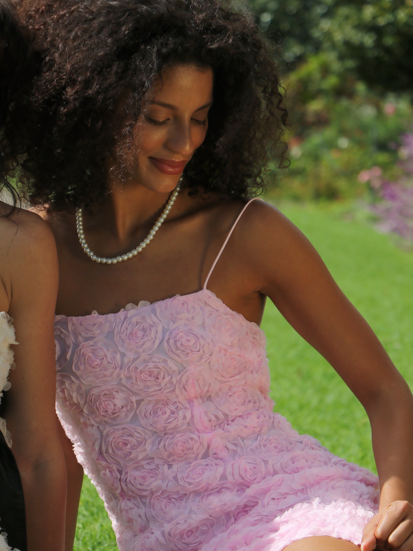 PINK ROSETTE BACKLESS DRESS