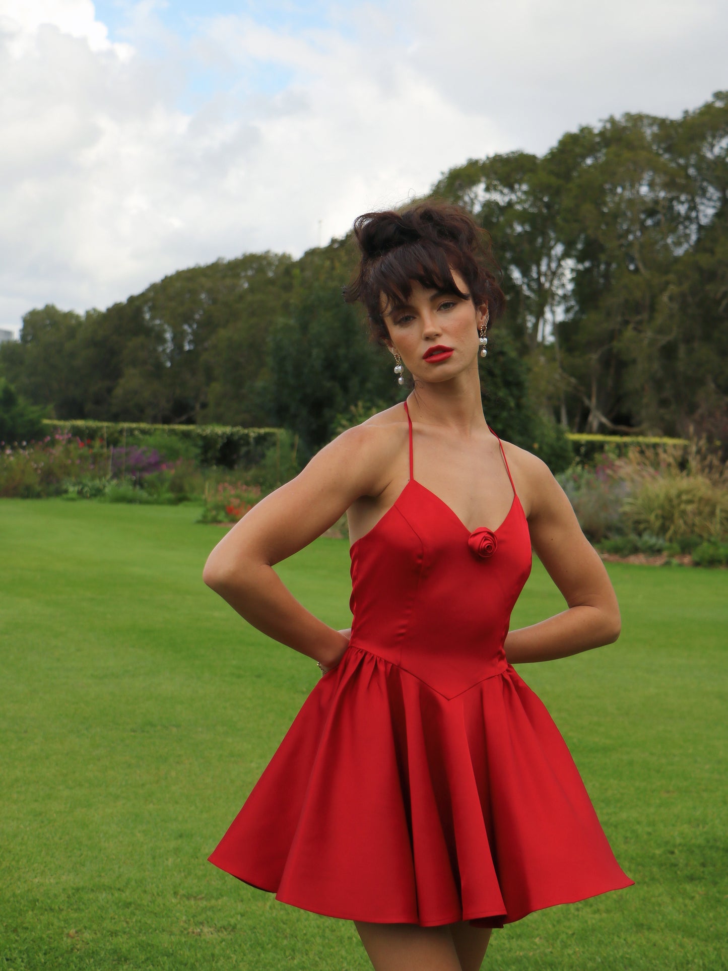 ROSEBOMB HALTER MINI DRESS