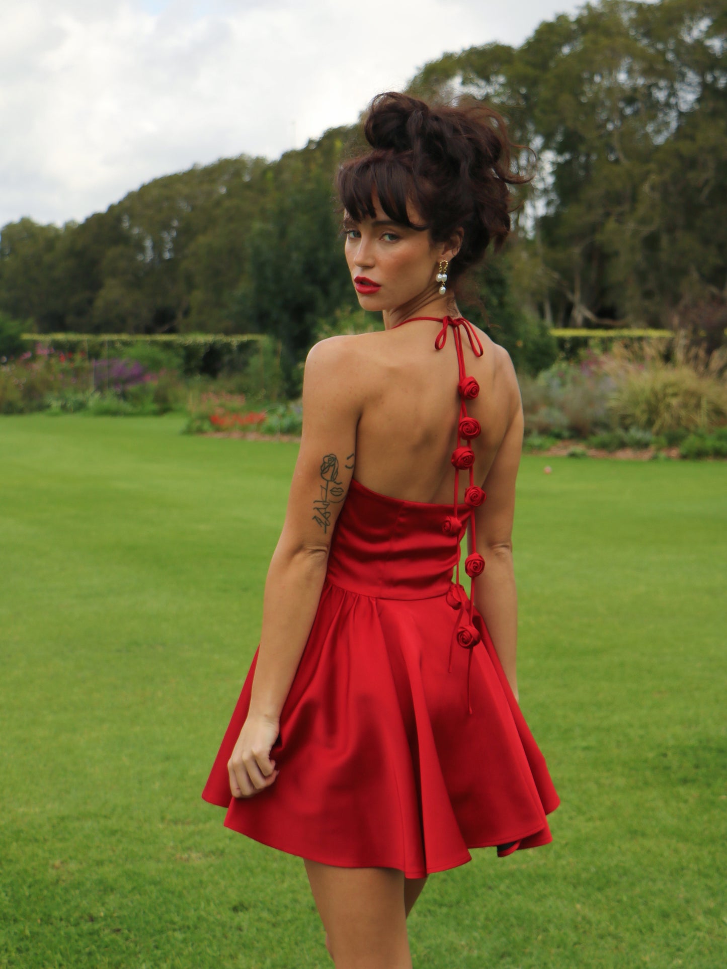 ROSEBOMB HALTER MINI DRESS