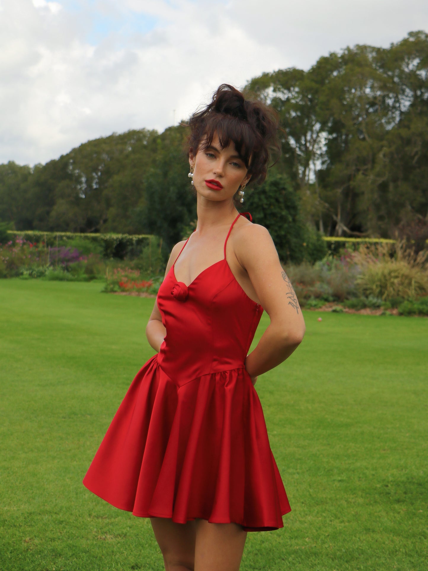 ROSEBOMB HALTER MINI DRESS