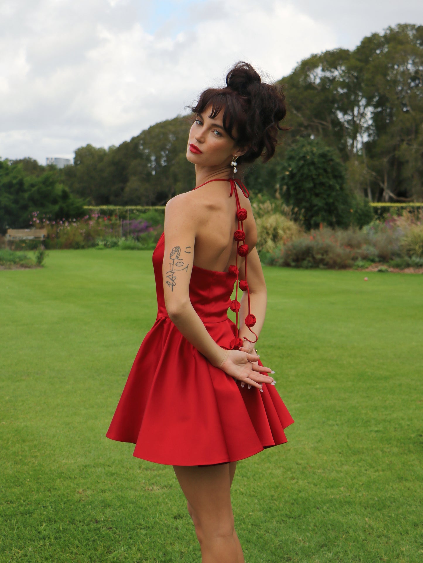 ROSEBOMB HALTER MINI DRESS