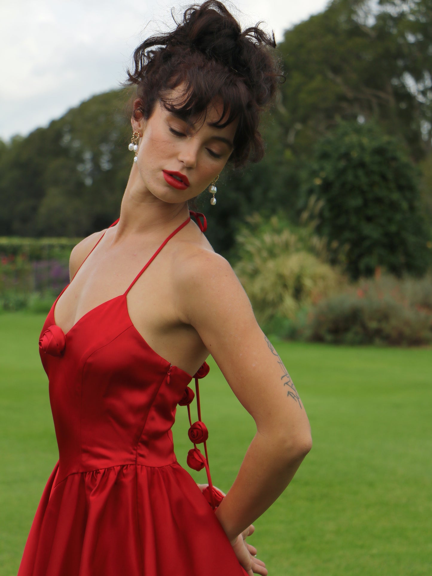 ROSEBOMB HALTER MINI DRESS