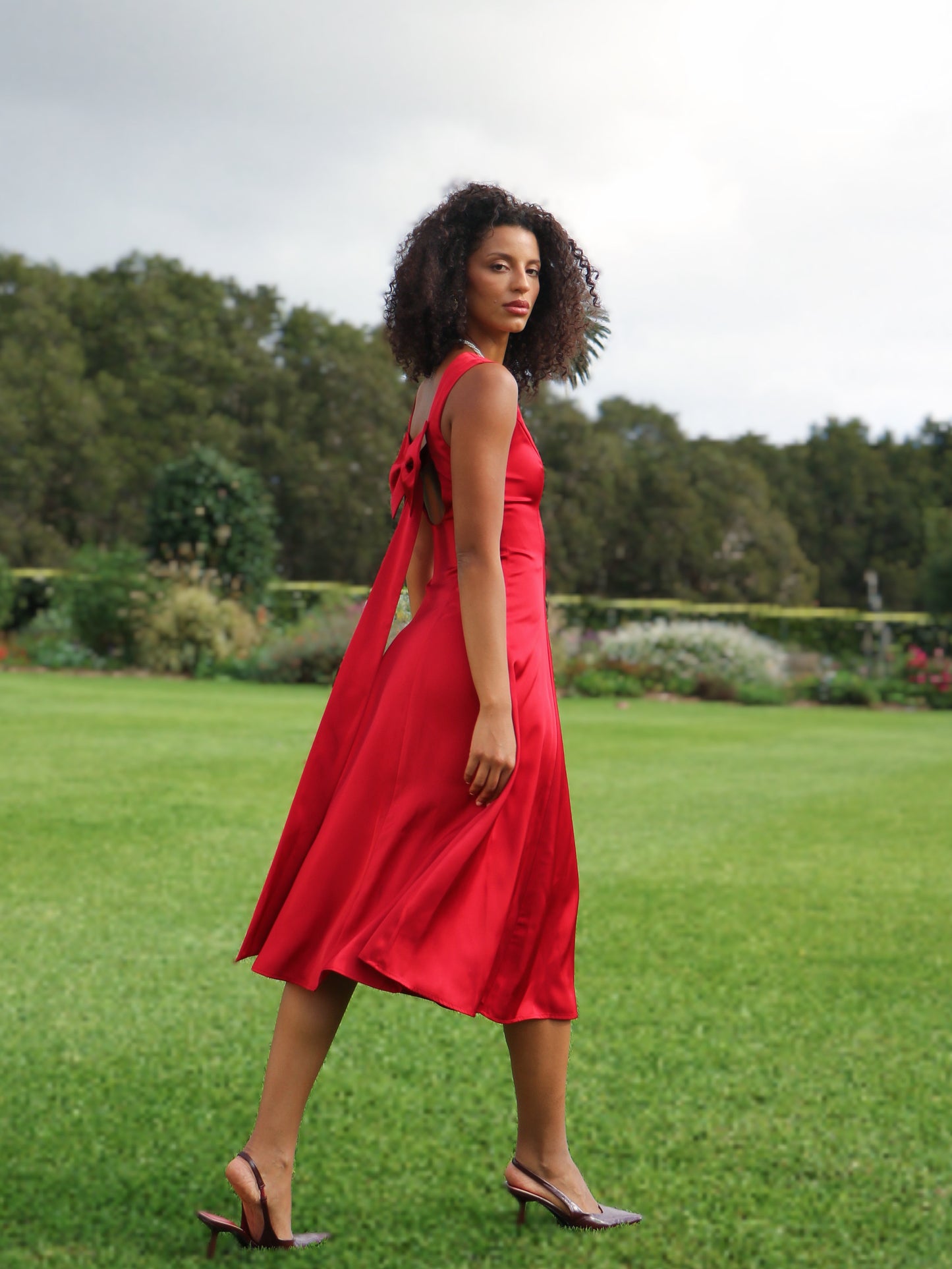 CHERRY RIBBON BACK DRESS