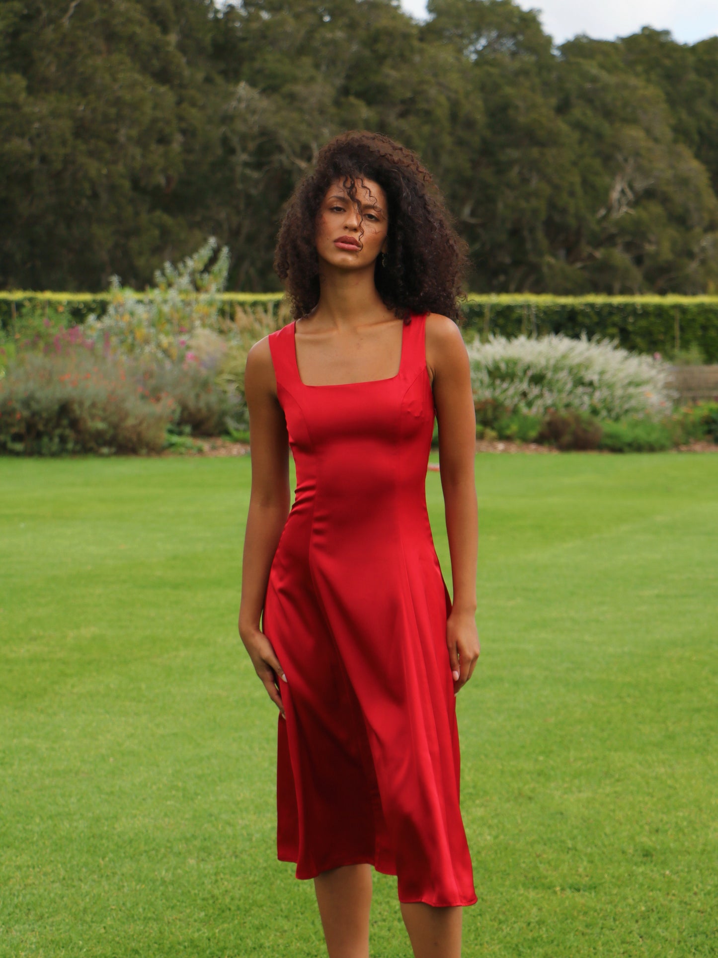 CHERRY RIBBON BACK DRESS