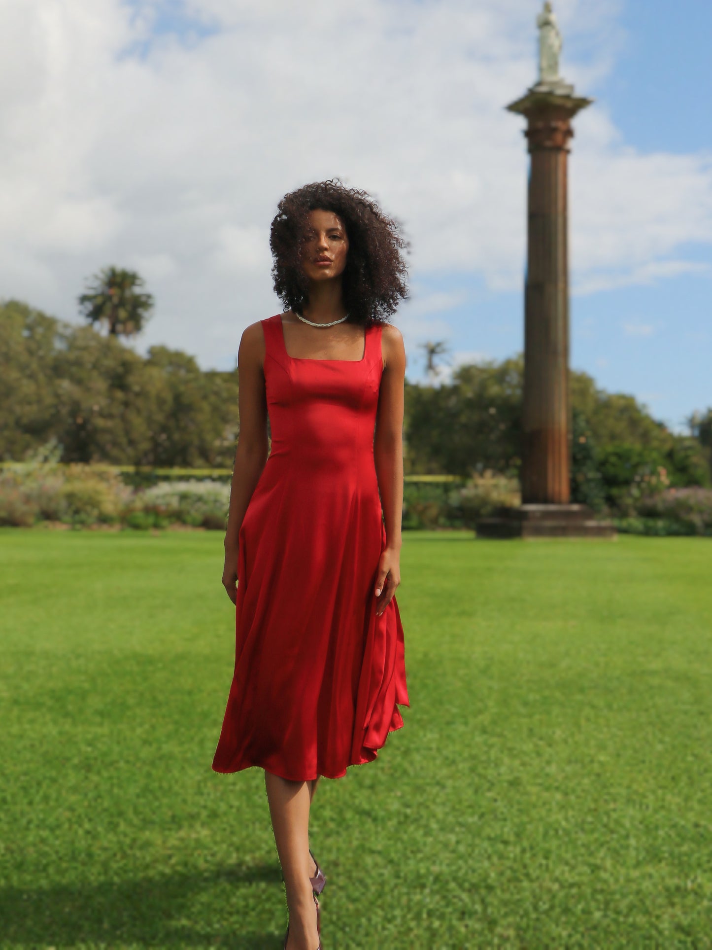 CHERRY RIBBON BACK DRESS