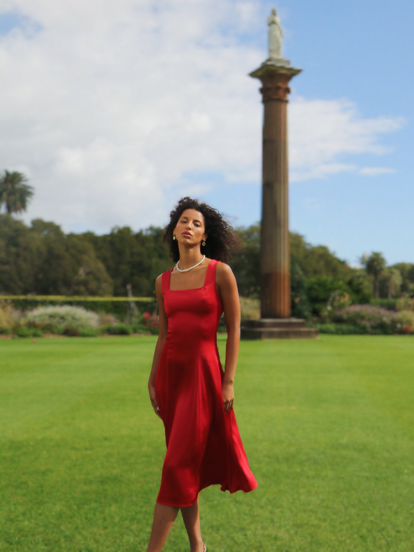 CHERRY RIBBON BACK DRESS
