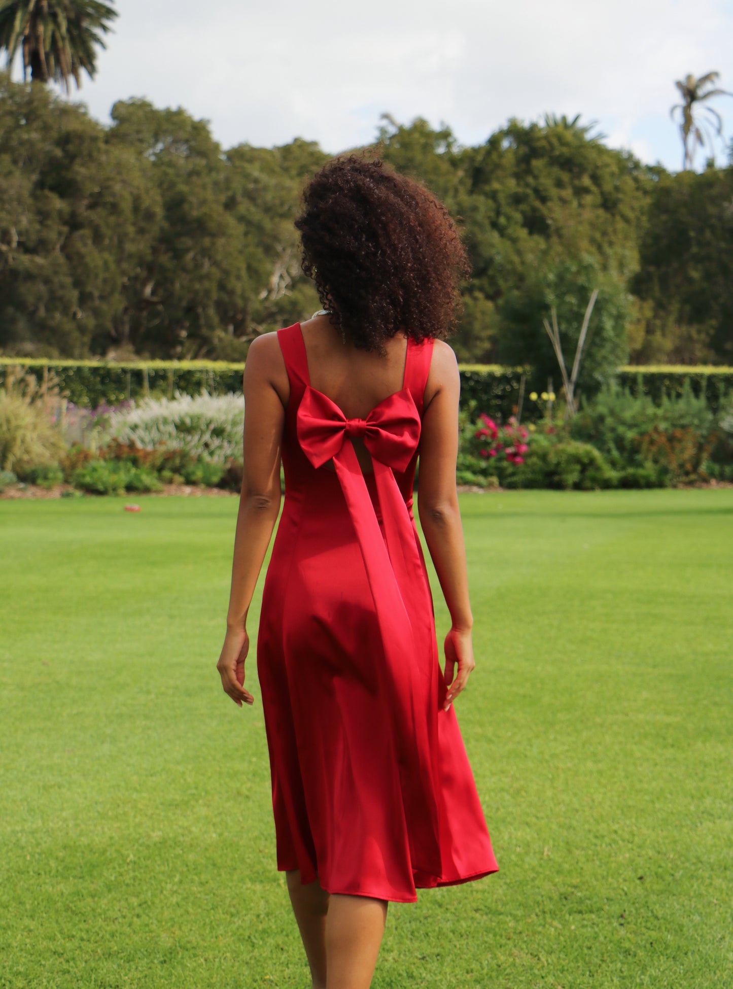 CHERRY RIBBON BACK DRESS