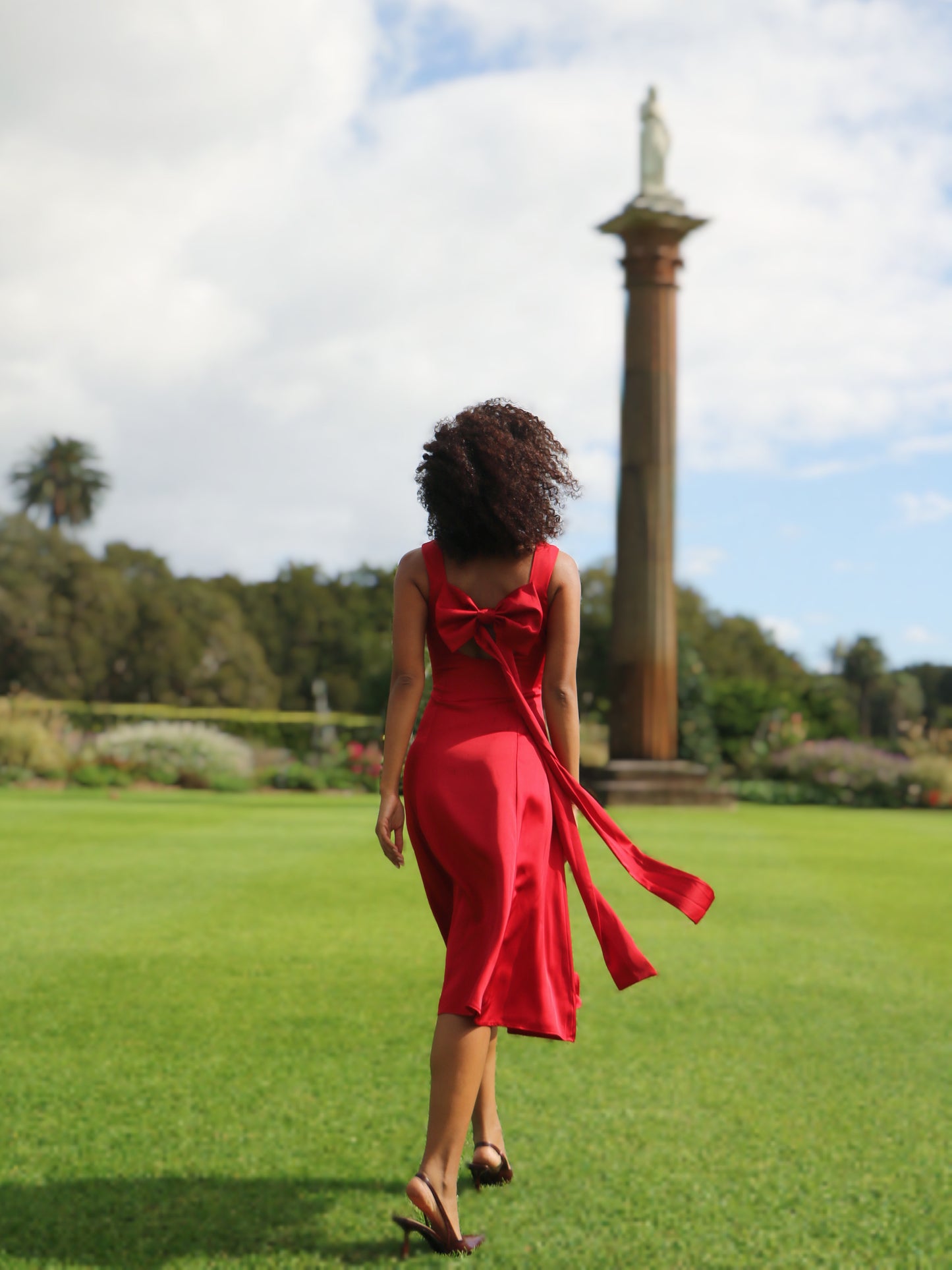 CHERRY RIBBON BACK DRESS
