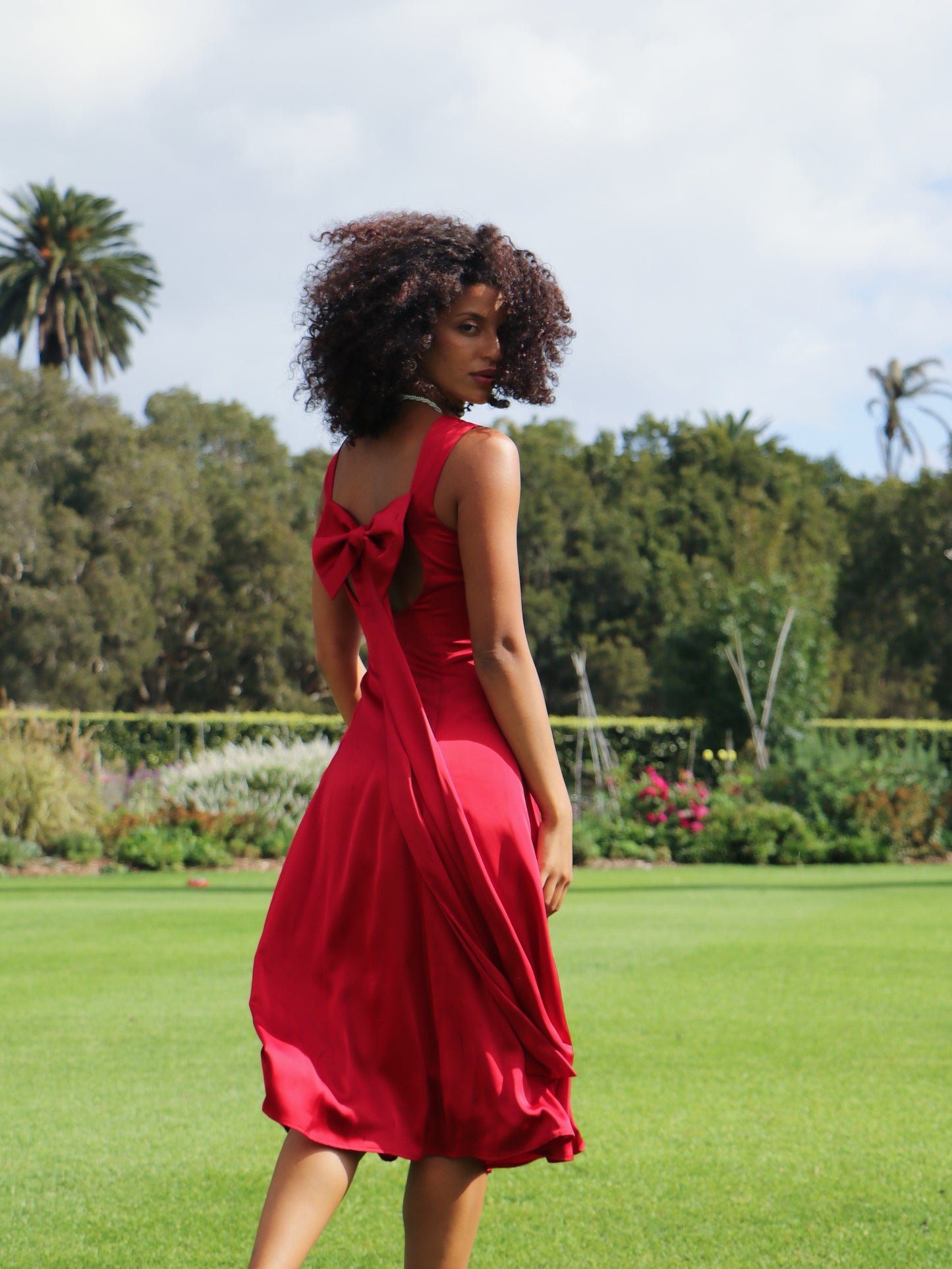 CHERRY RIBBON BACK DRESS
