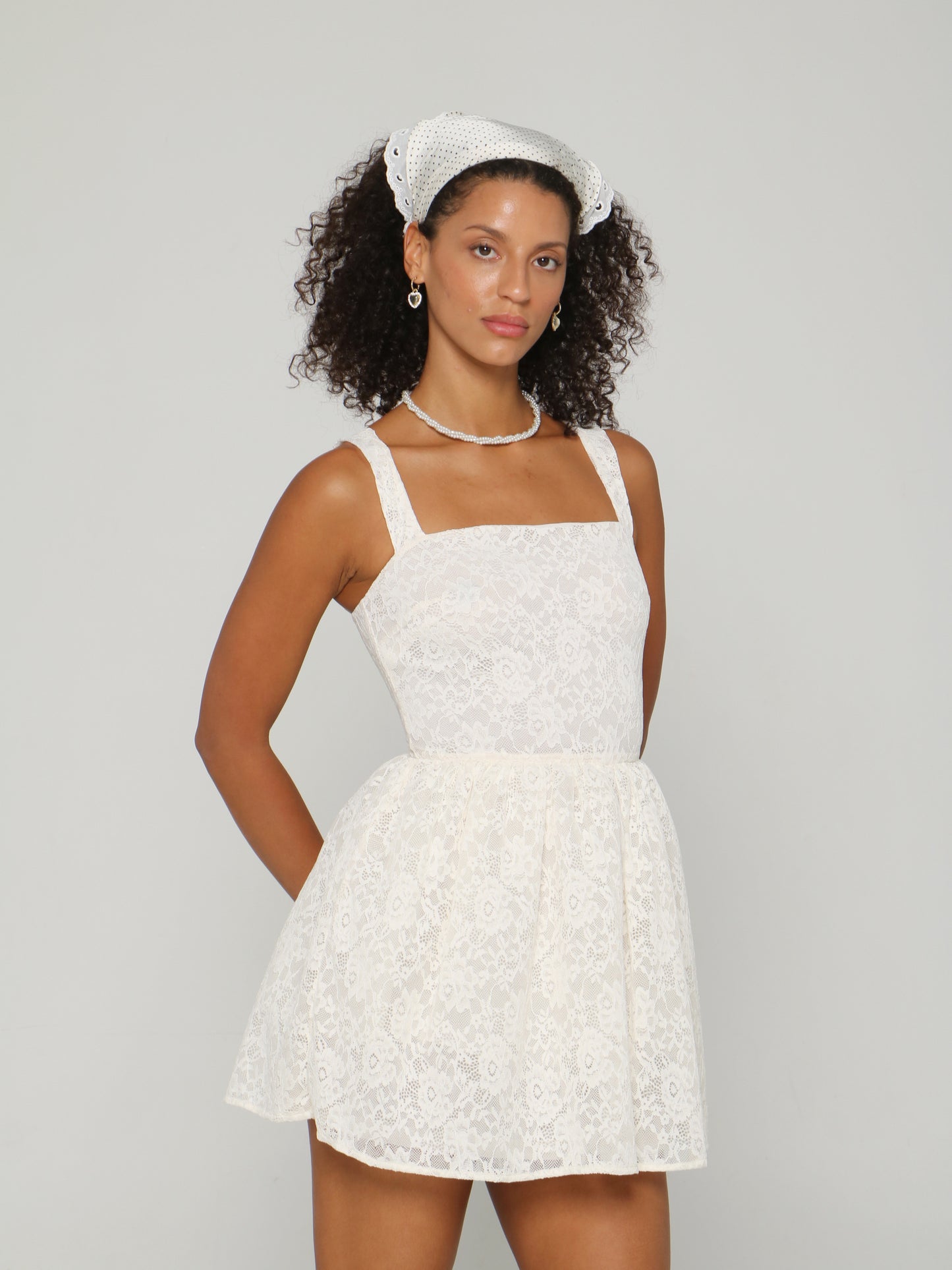 SUGAR LACE PUFF MINI DRESS