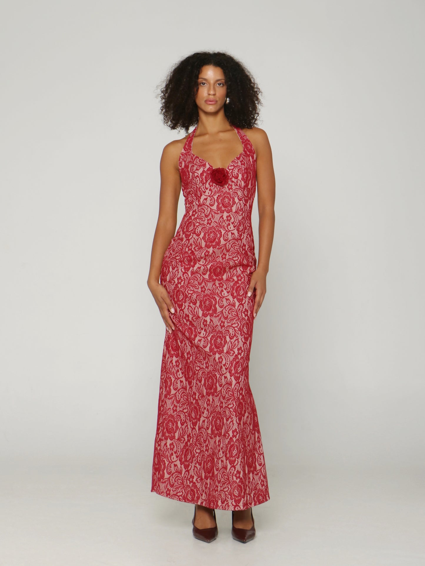 ROUGE LACE MAXI DRESS