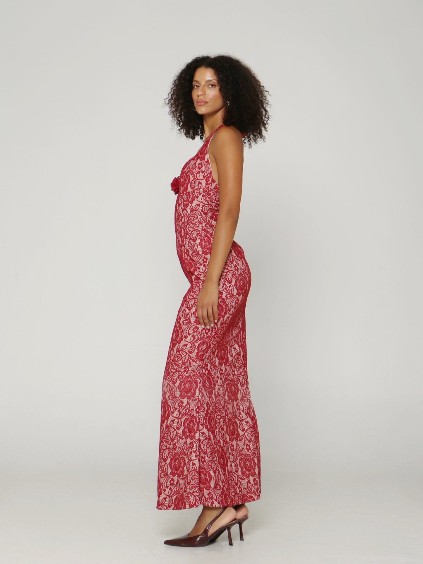 ROUGE LACE MAXI DRESS