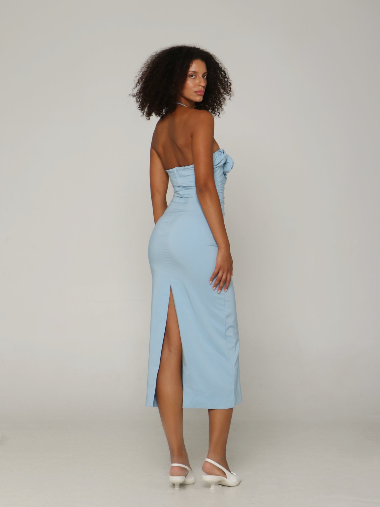 BLUEBELL ROSE HALTER DRESS