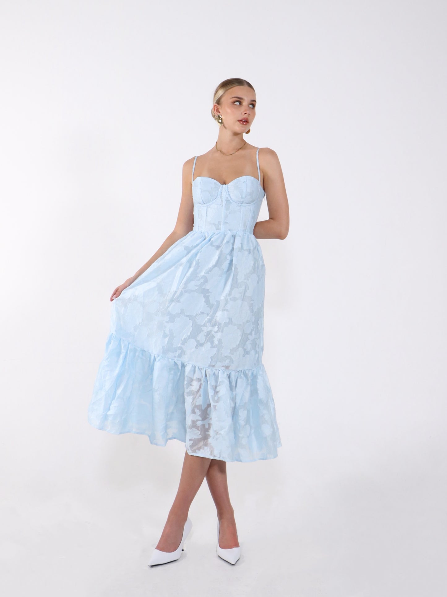 ÉLOISE LACE-UP MIDI DRESS