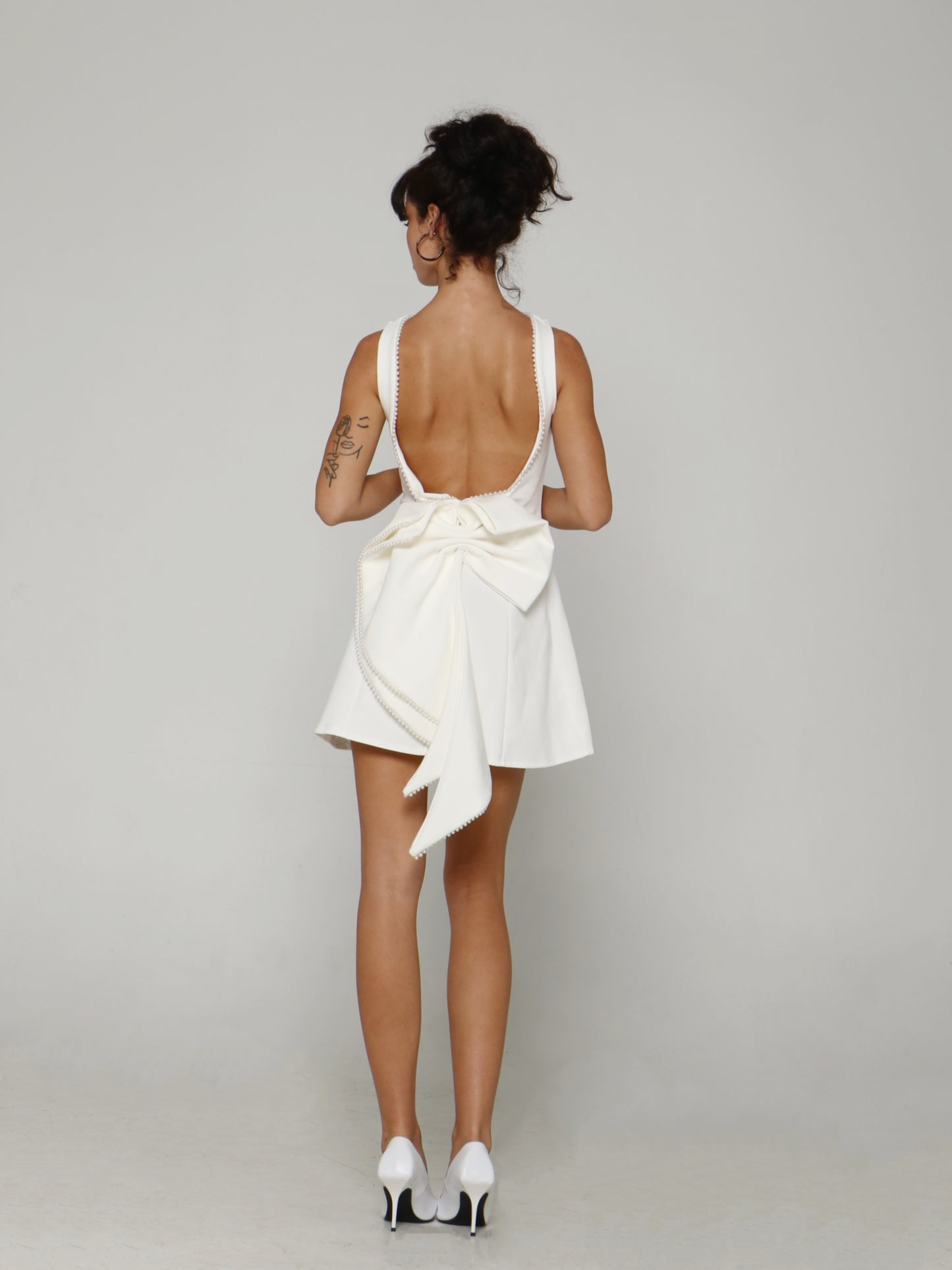 BOWBACK TUX MINI DRESS