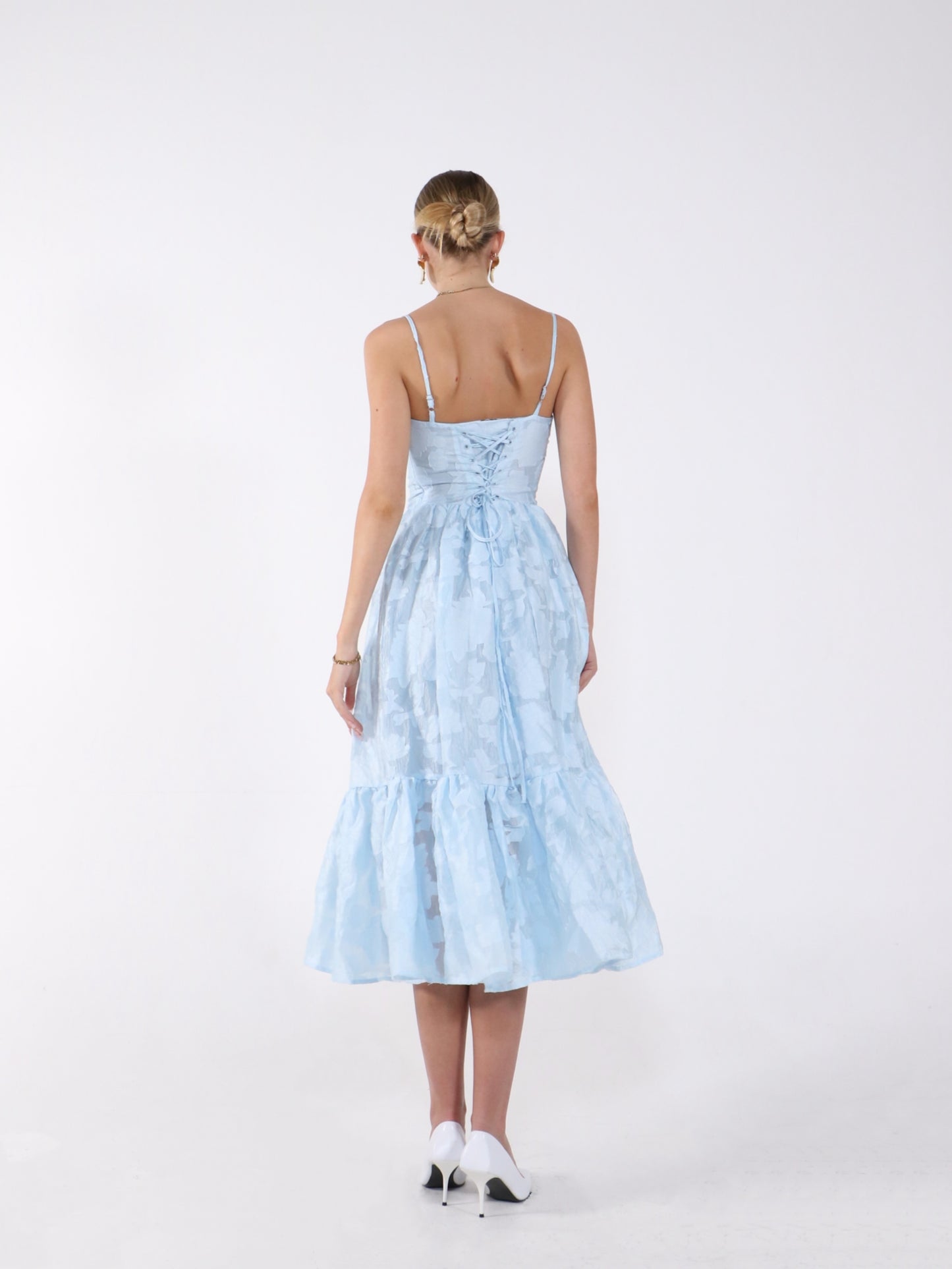 ÉLOISE LACE-UP MIDI DRESS