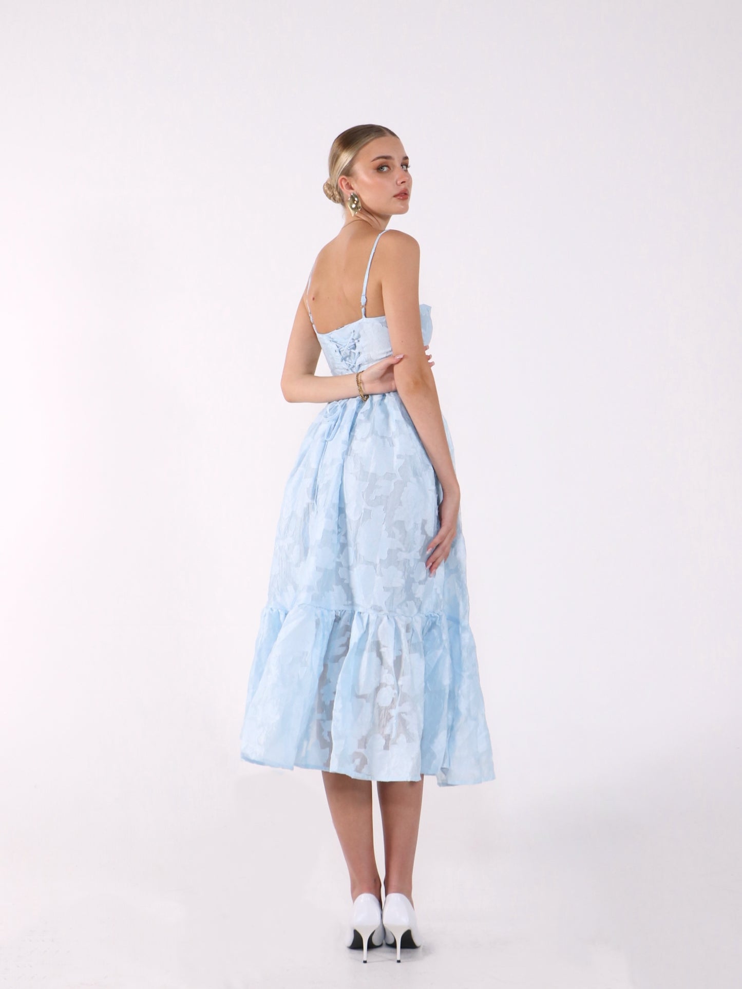 ÉLOISE LACE-UP MIDI DRESS