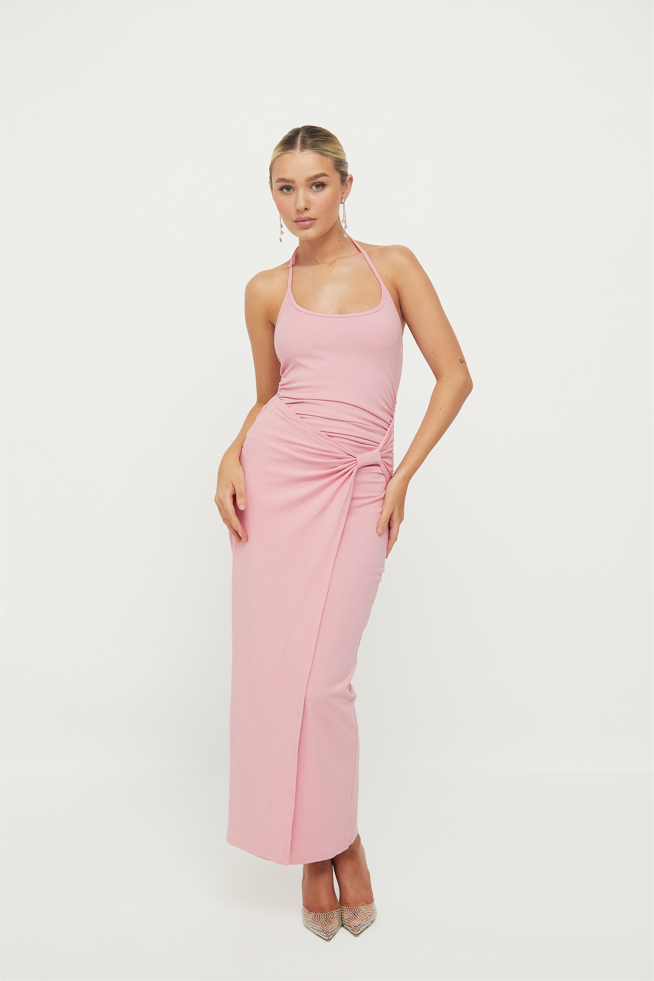 DAISY HALTER NECK MIDI DRESS