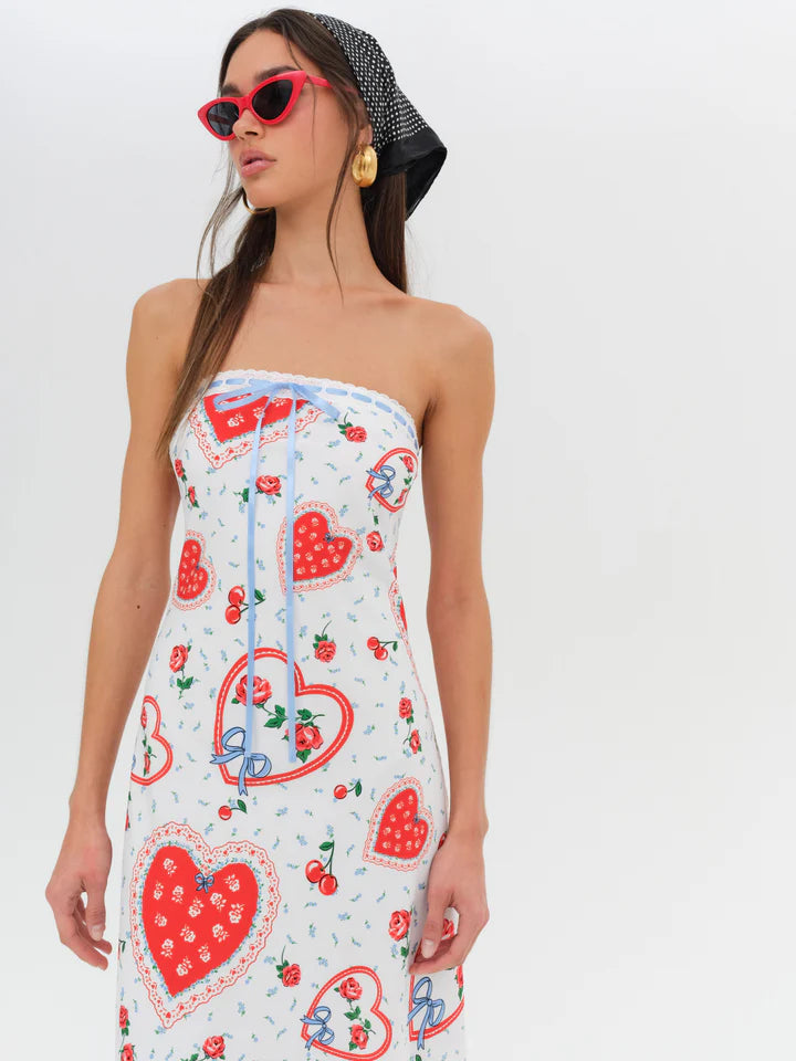 DAISY MAE STRAPLESS MIDI DRESS