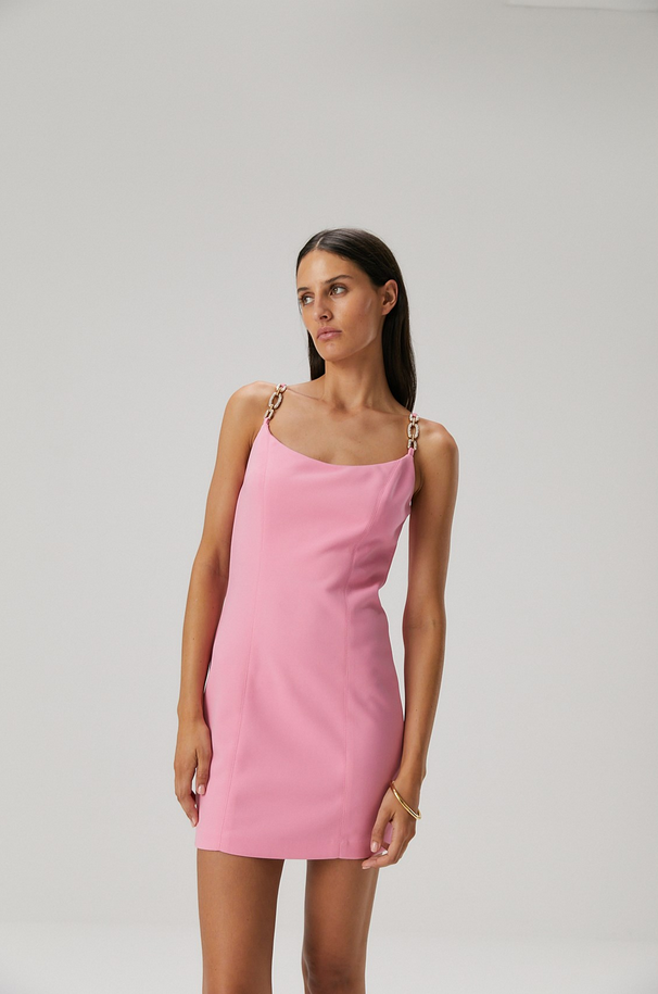 BLANCA CLASP DETAIL CREPE MINI DRESS