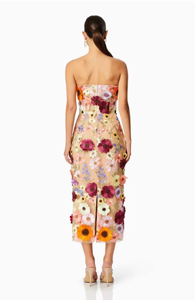 HELENA STRAPLESS MIDI DRESS IN MULTI