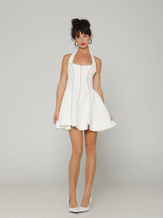 SCULPT HALTER MINI DRESS